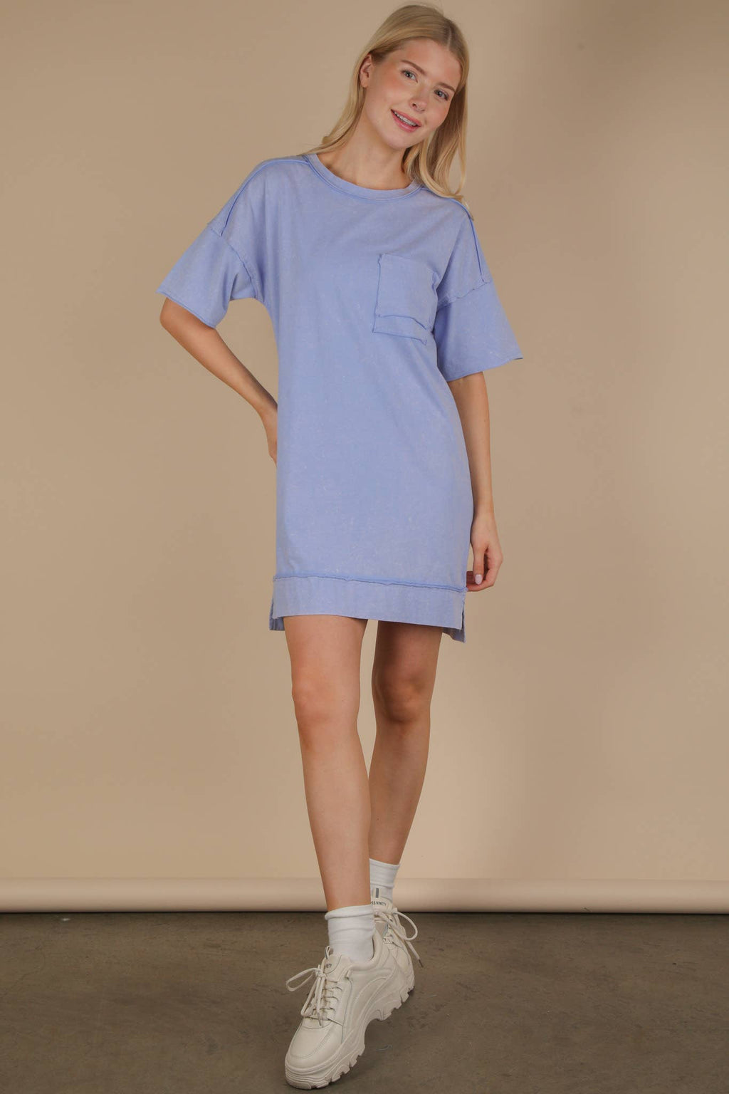 Mineral Washed Oversized Mini Dress