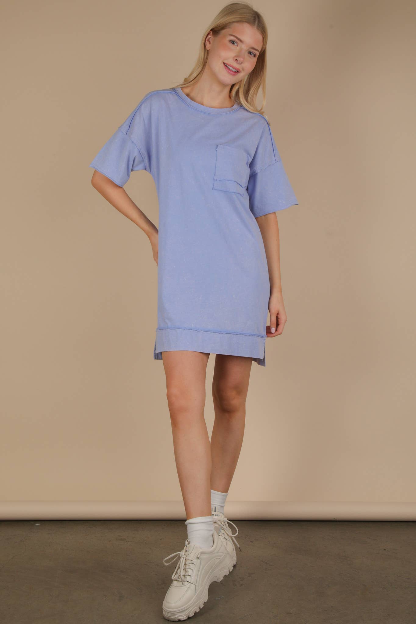 Mineral Washed Oversized Mini Dress
