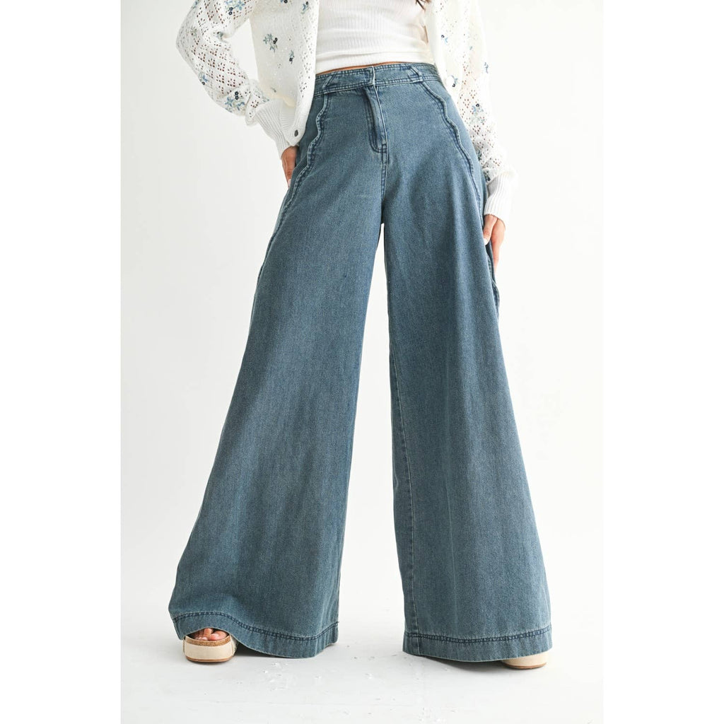 Scalloped Denim Trouser