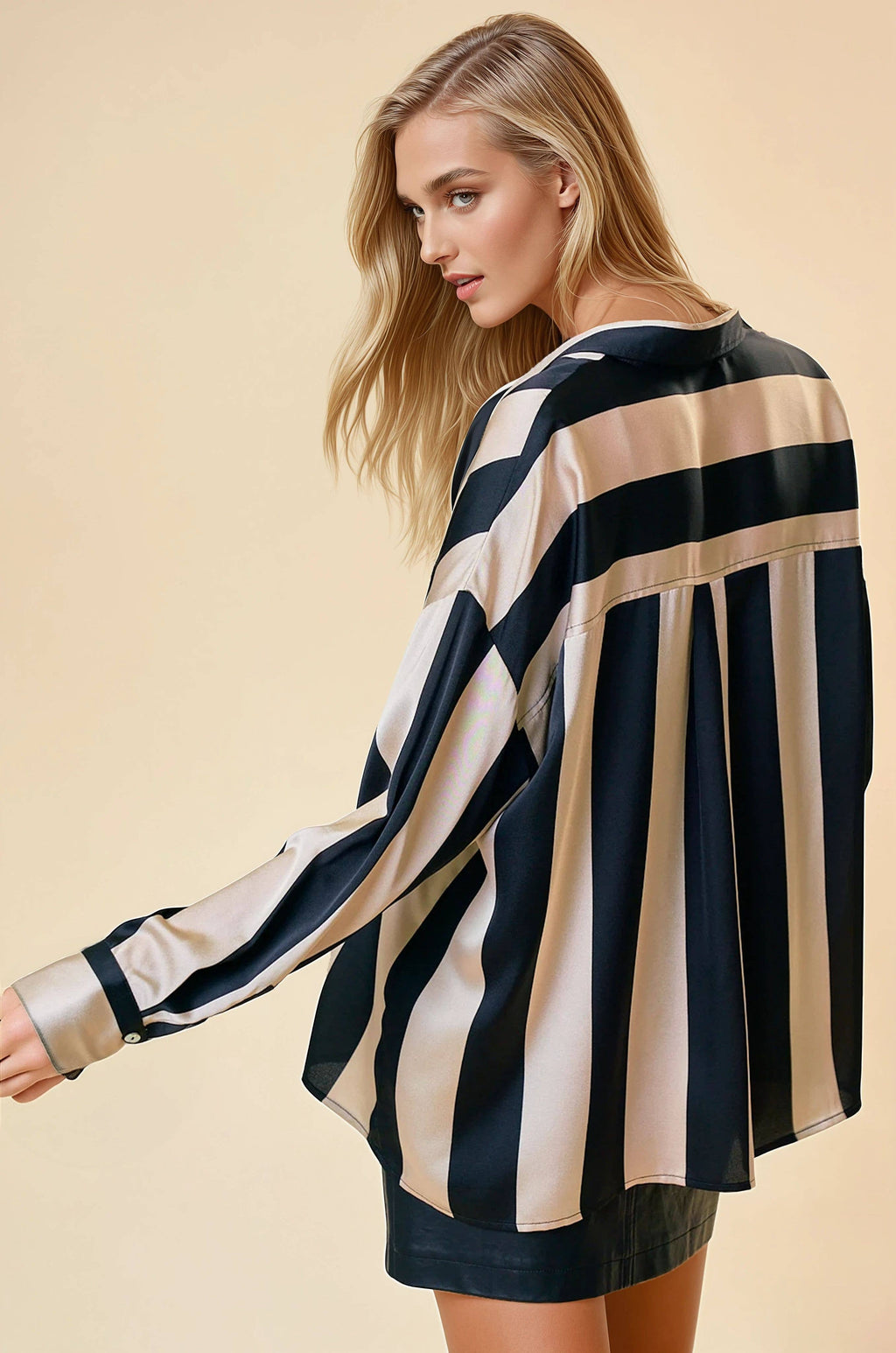 Oversized Striped Satin Shirt