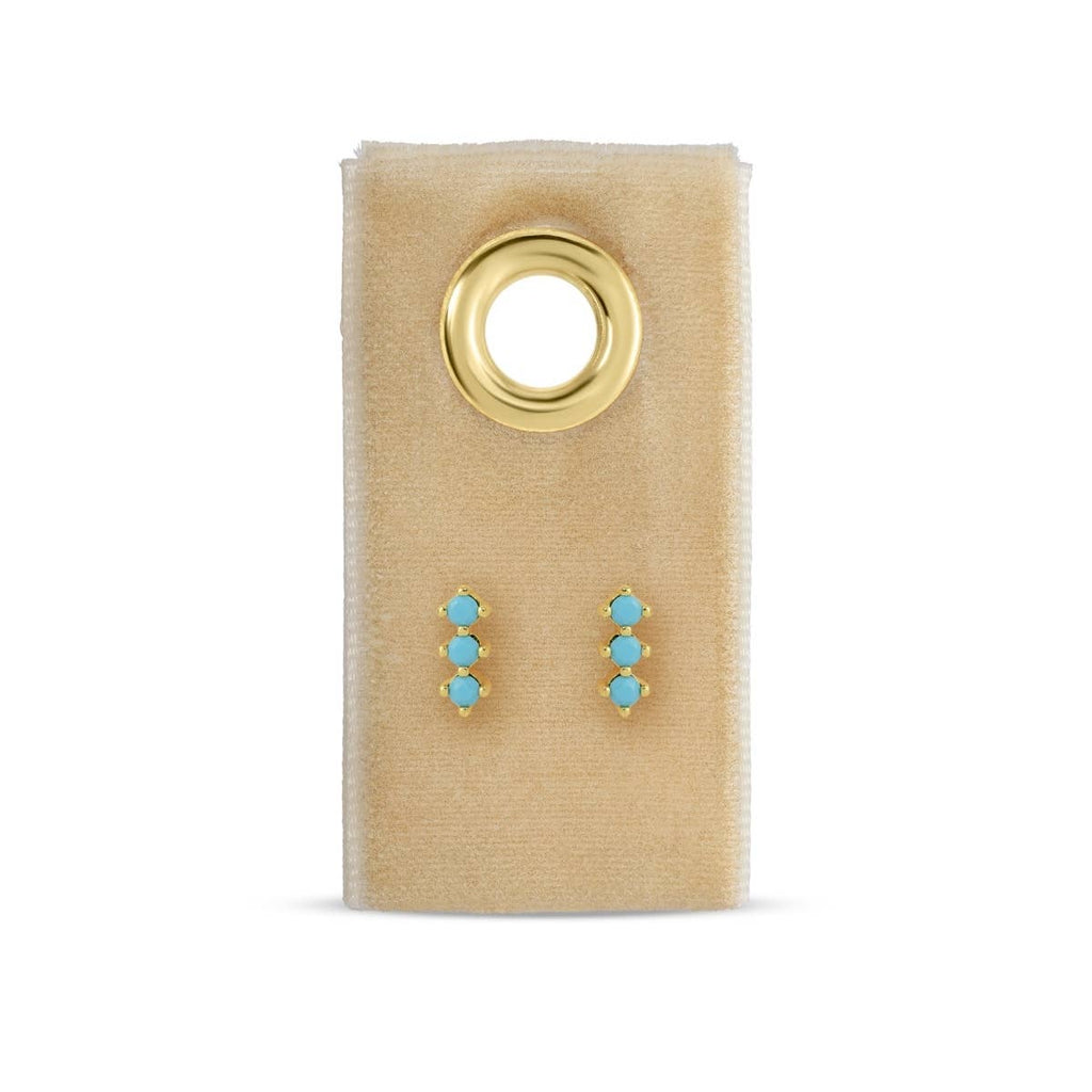 Triple CZ Bar Studs