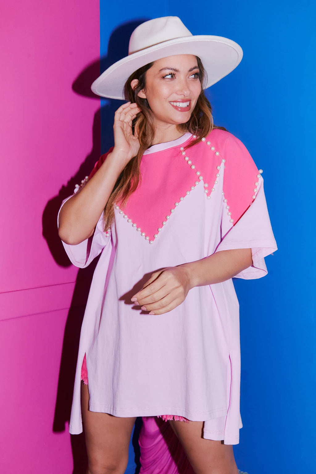 Color Block Pearl Top