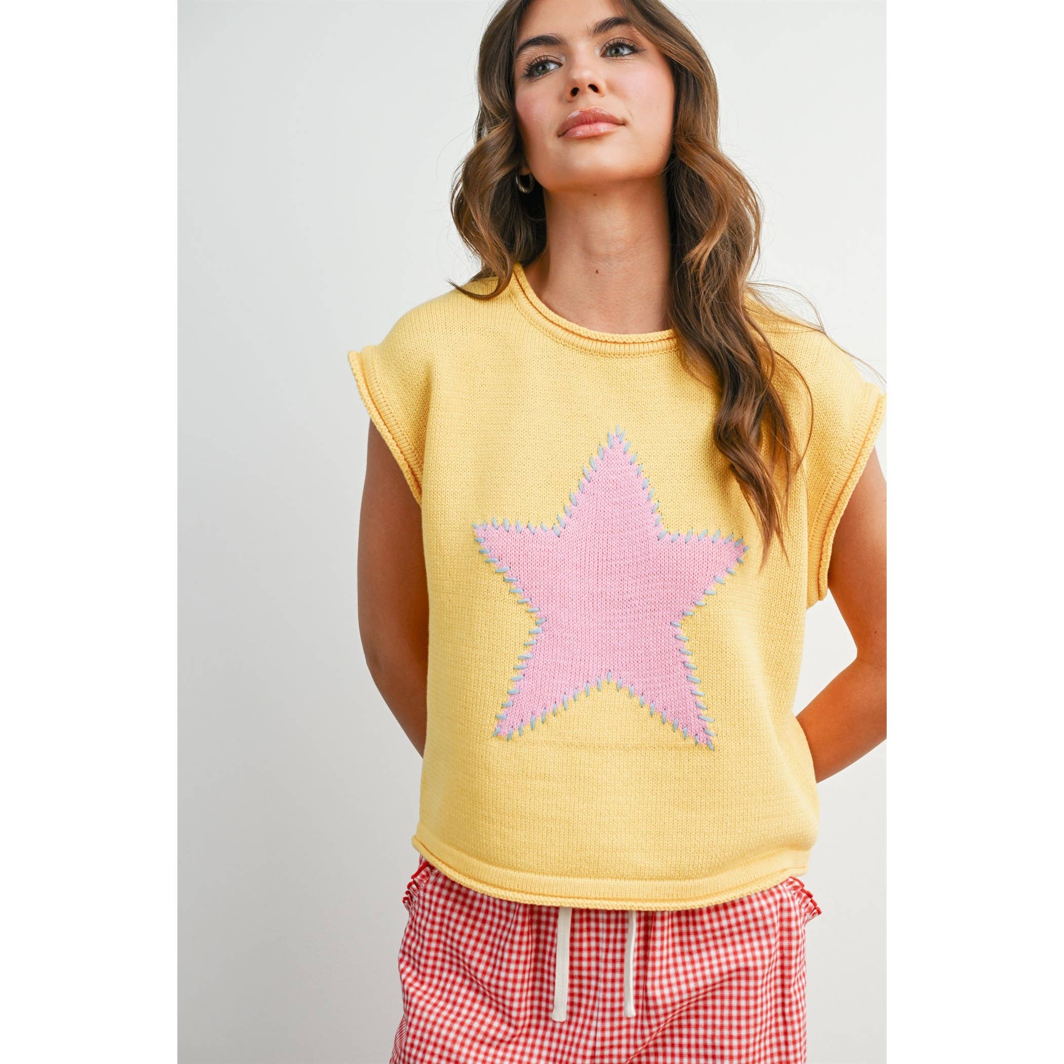 Star Graphic Sleeveless Sweater