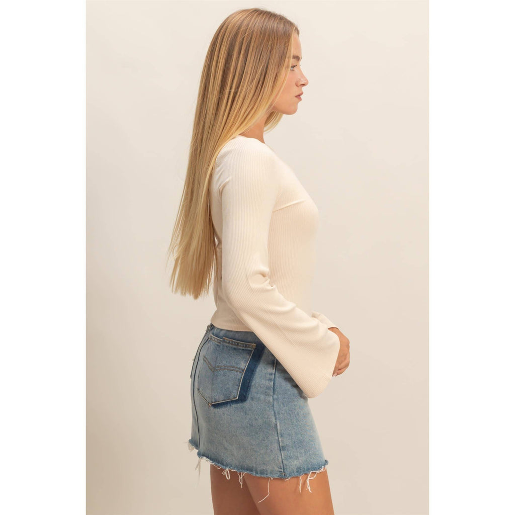 Long Sleeve Ribbed Knit Top