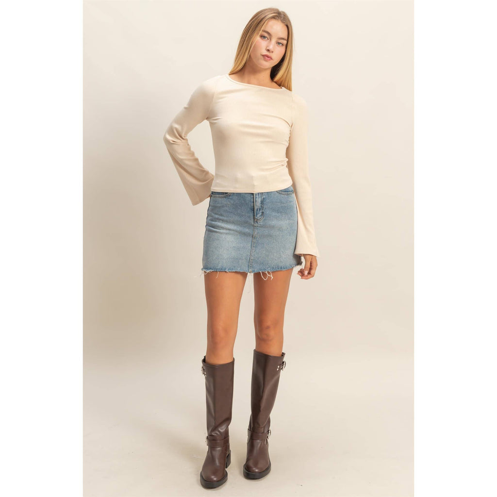 Long Sleeve Ribbed Knit Top