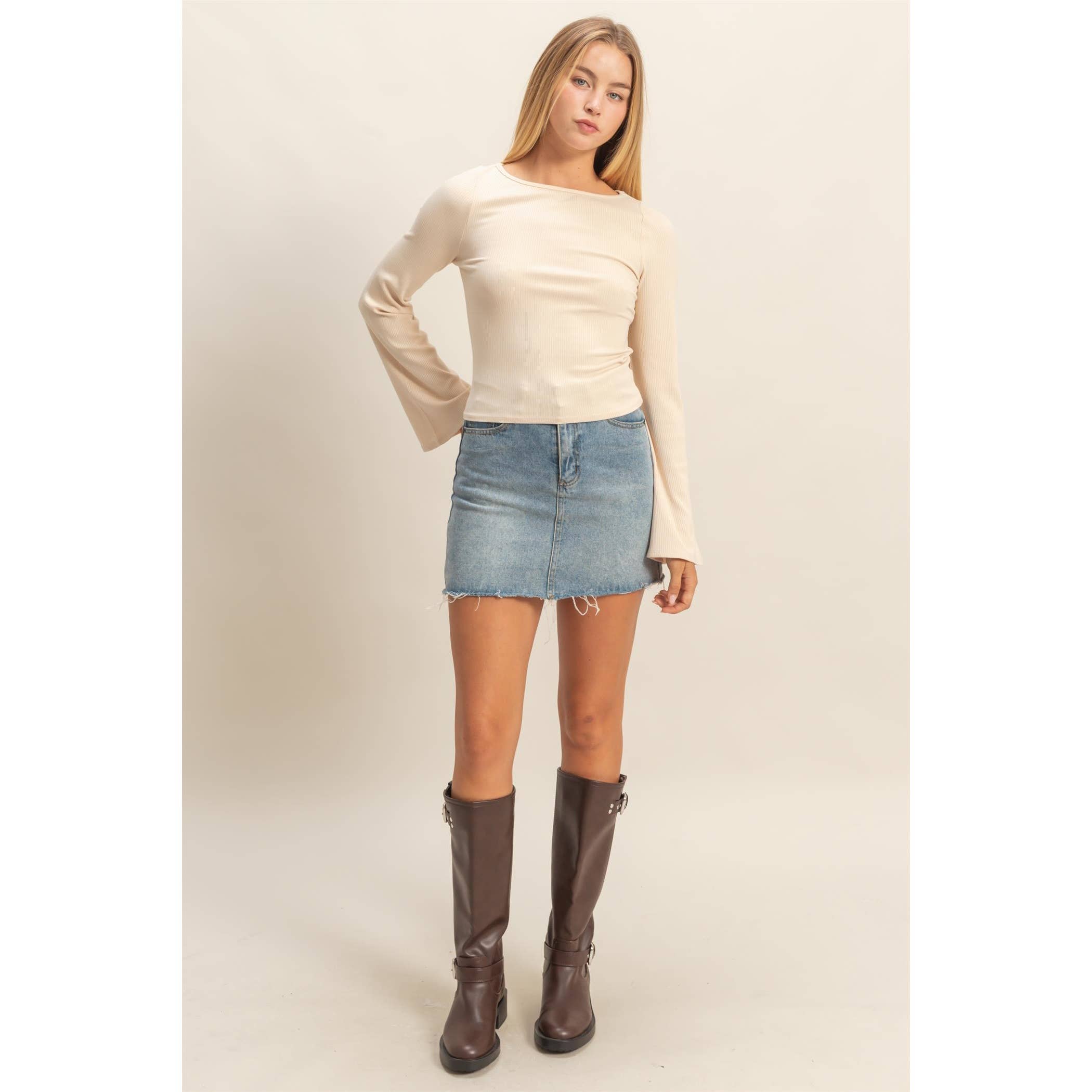 Long Sleeve Ribbed Knit Top