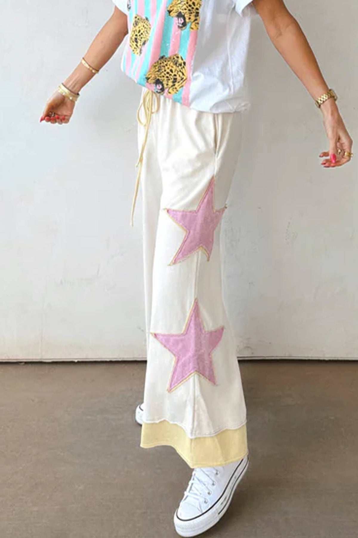 Star Patchwork Wide Leg Pants