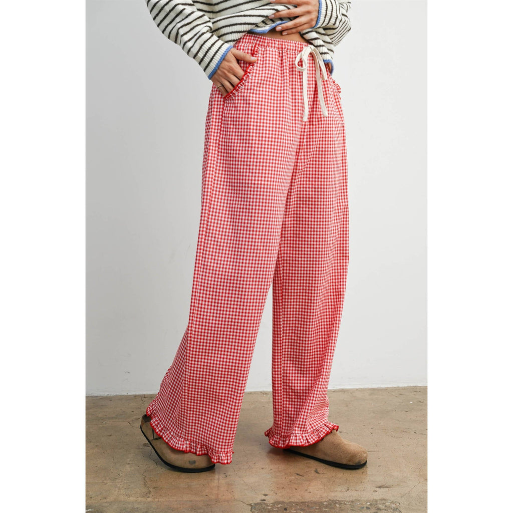 Ruffle Hem Cropped Pants