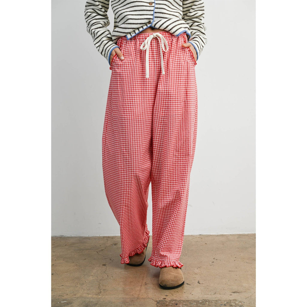 Ruffle Hem Cropped Pants