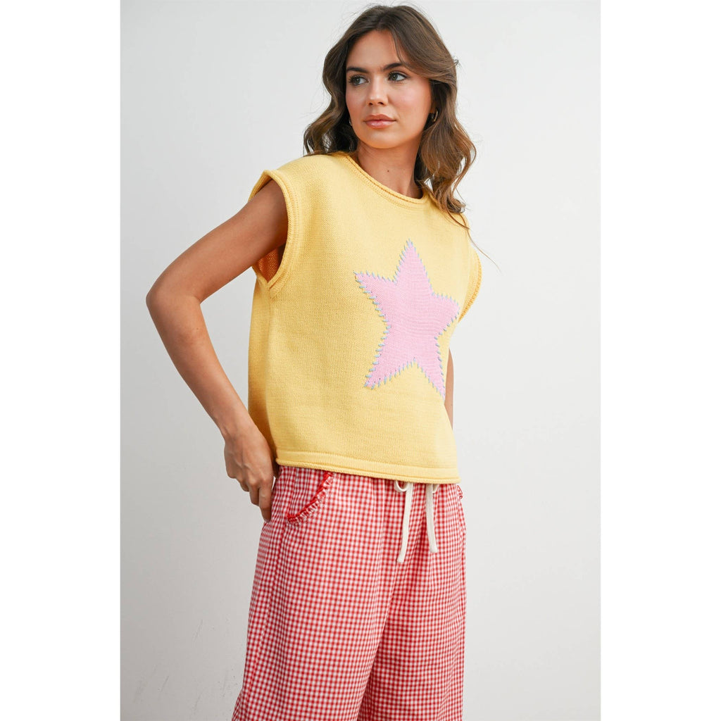 Star Graphic Sleeveless Sweater