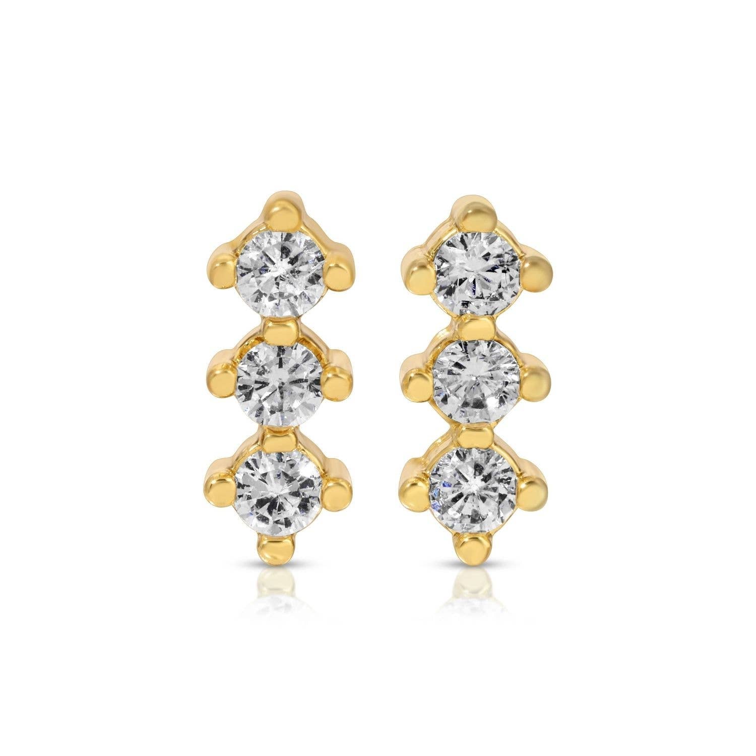 Triple CZ Bar Studs