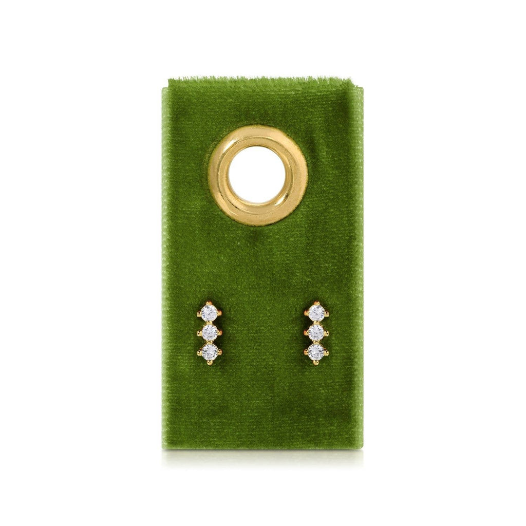 Triple CZ Bar Studs