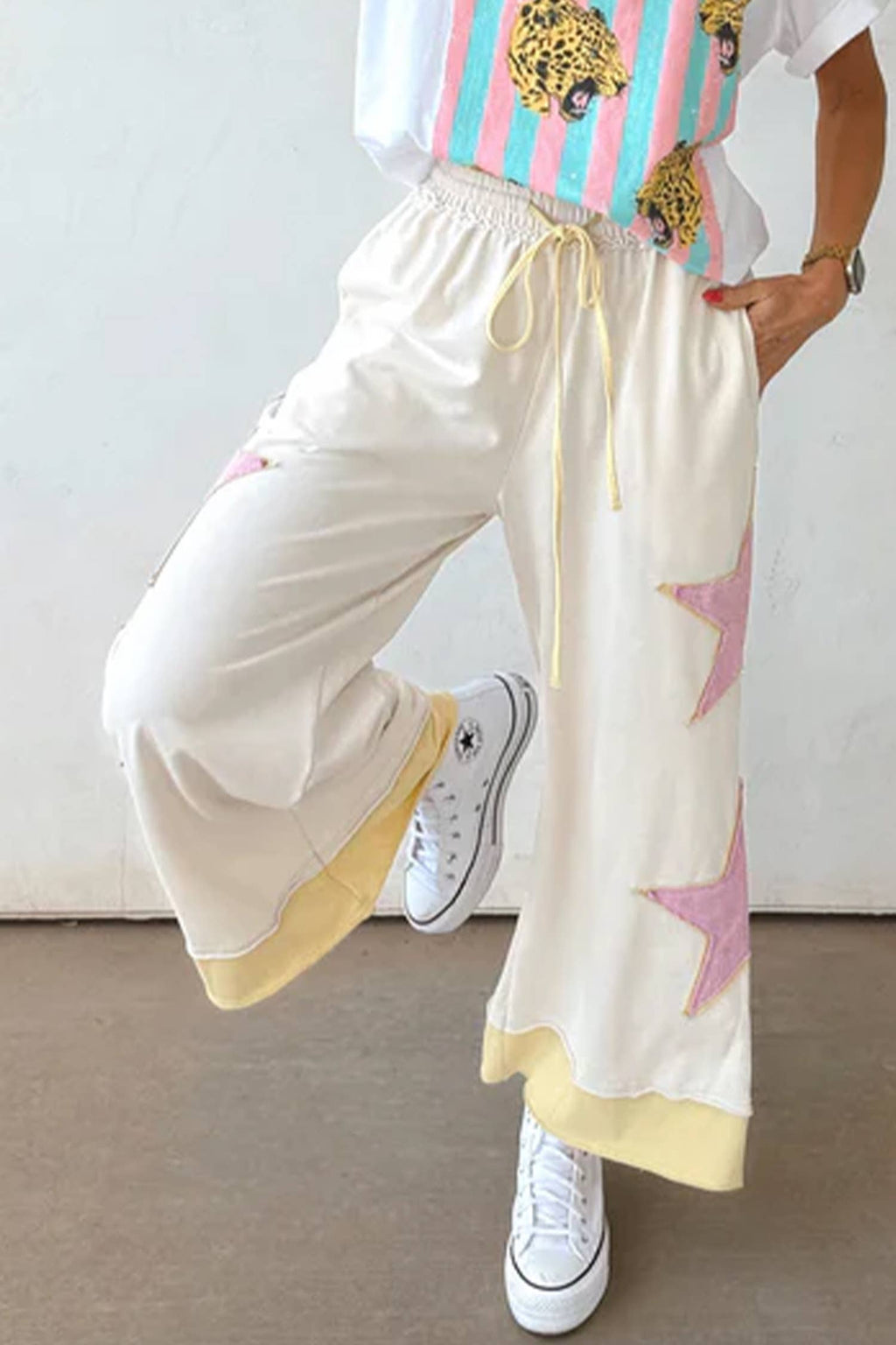 Star Patchwork Wide Leg Pants