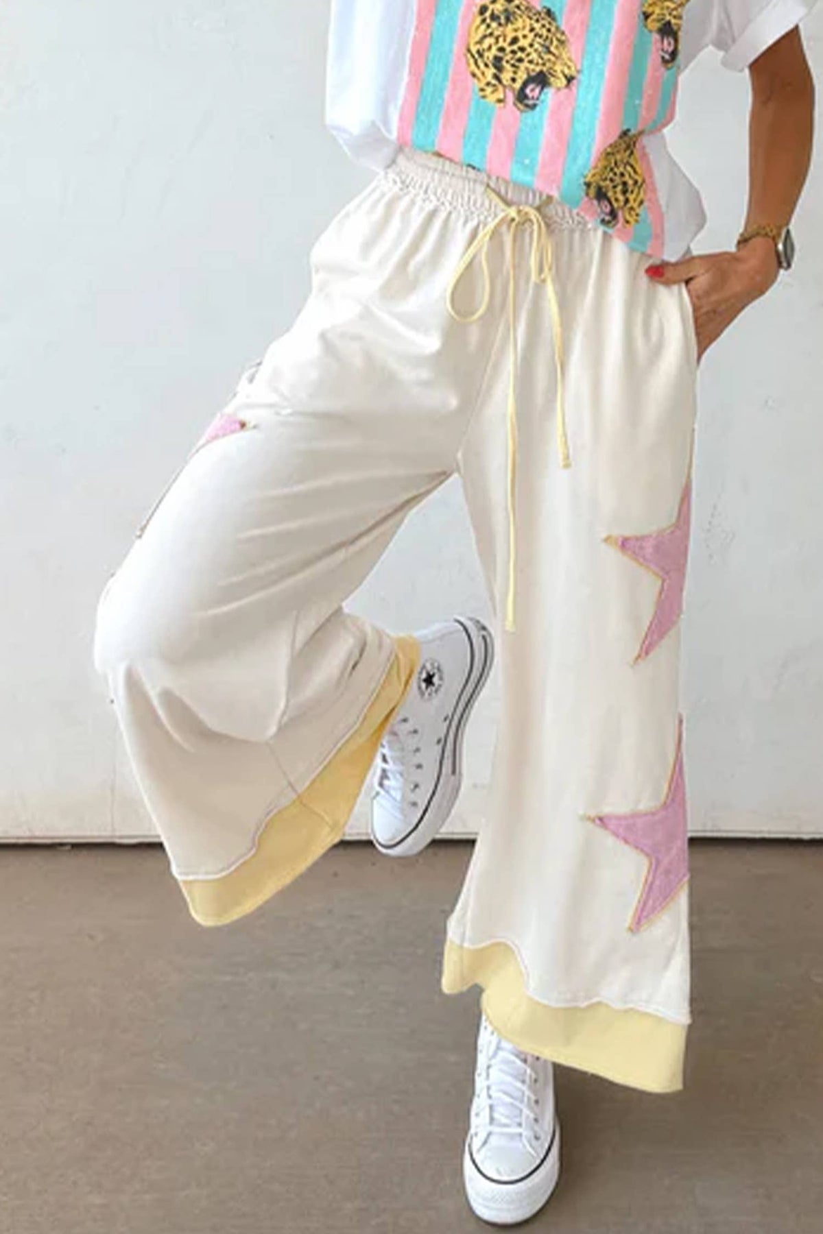 Star Patchwork Wide Leg Pants