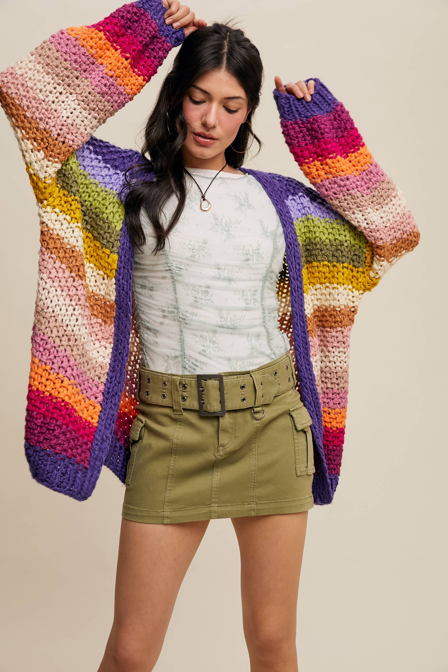 Rainbow Open Cardigan