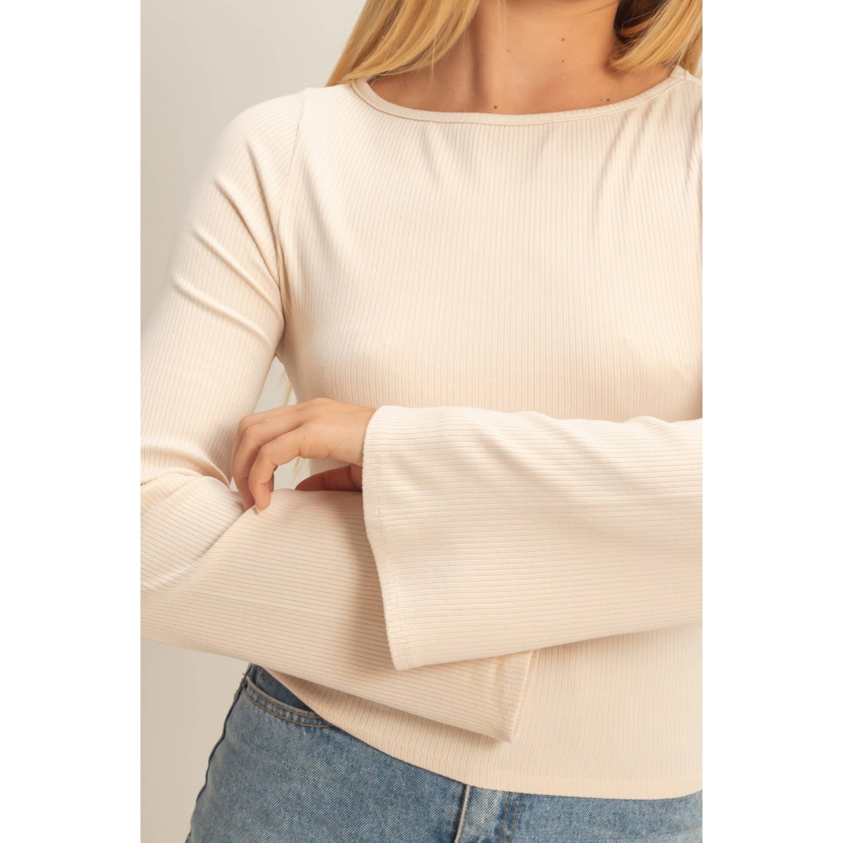Long Sleeve Ribbed Knit Top