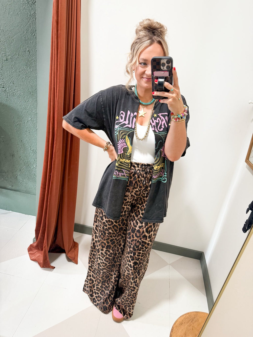 Wide Leg Leopard Pants