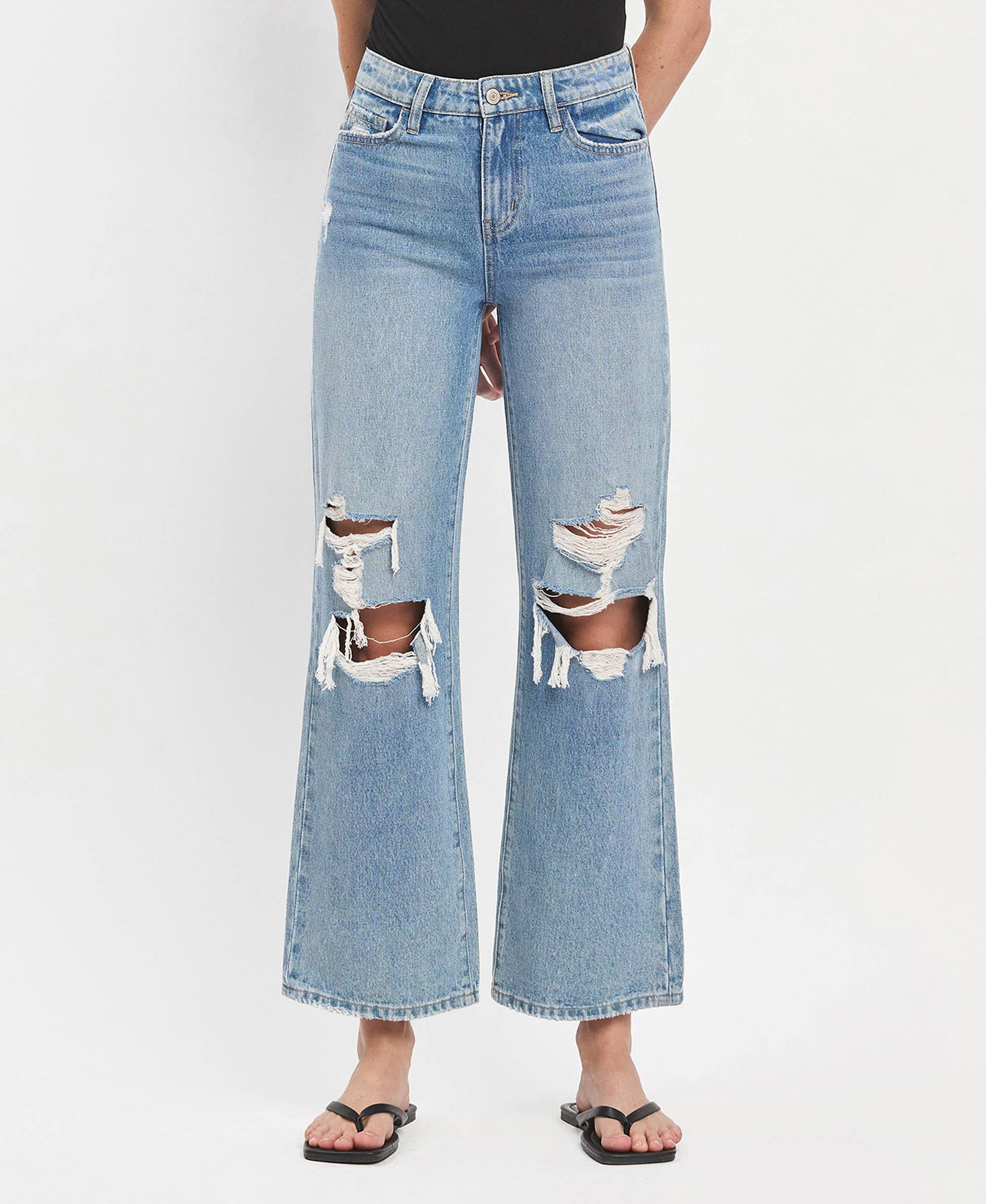 Vervet Distressed Wide Leg Jeans
