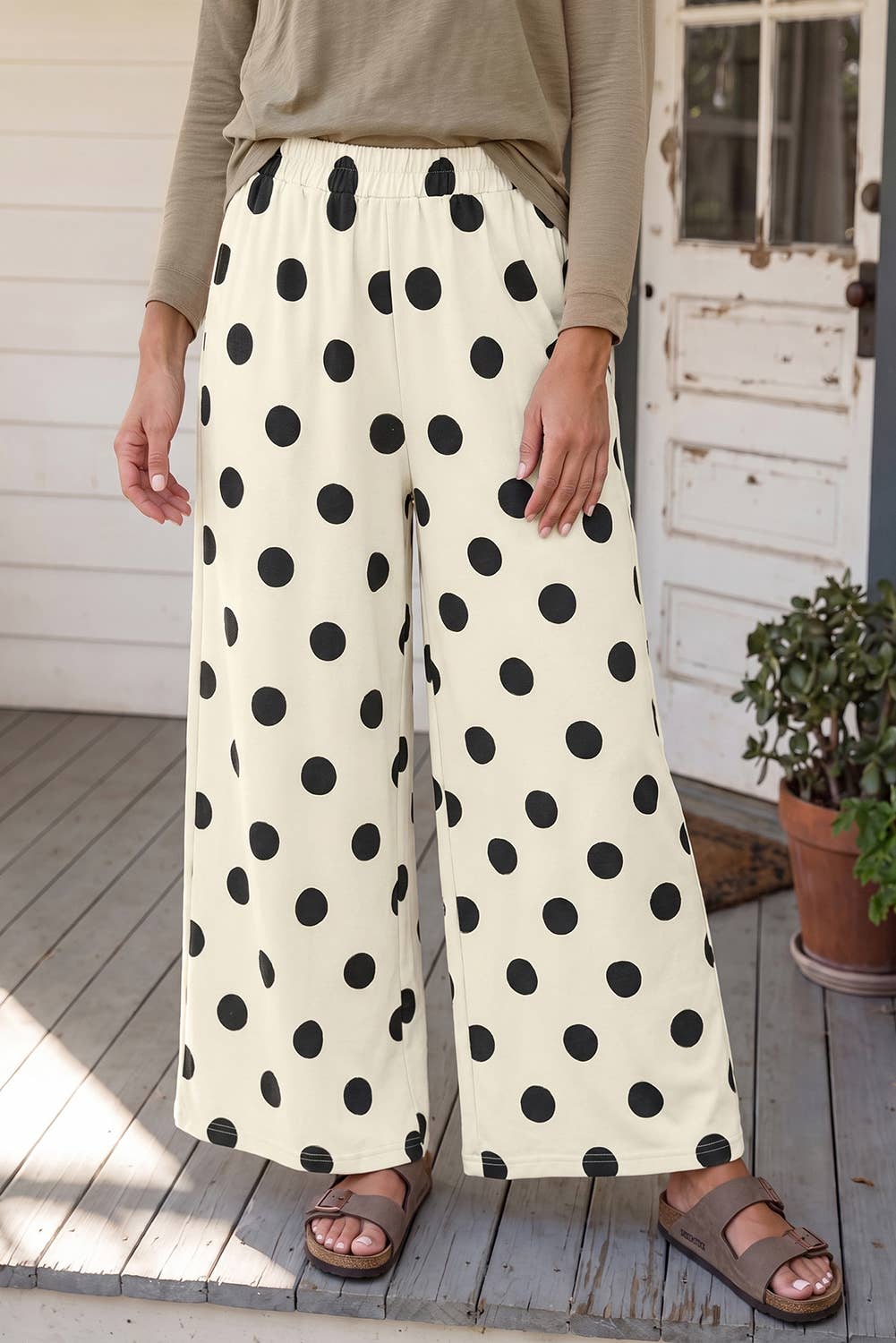 Polka Dot Wide Leg Pocket Shift Pants