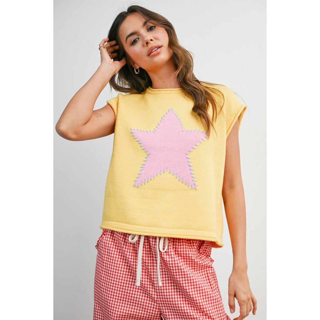Star Graphic Sleeveless Sweater