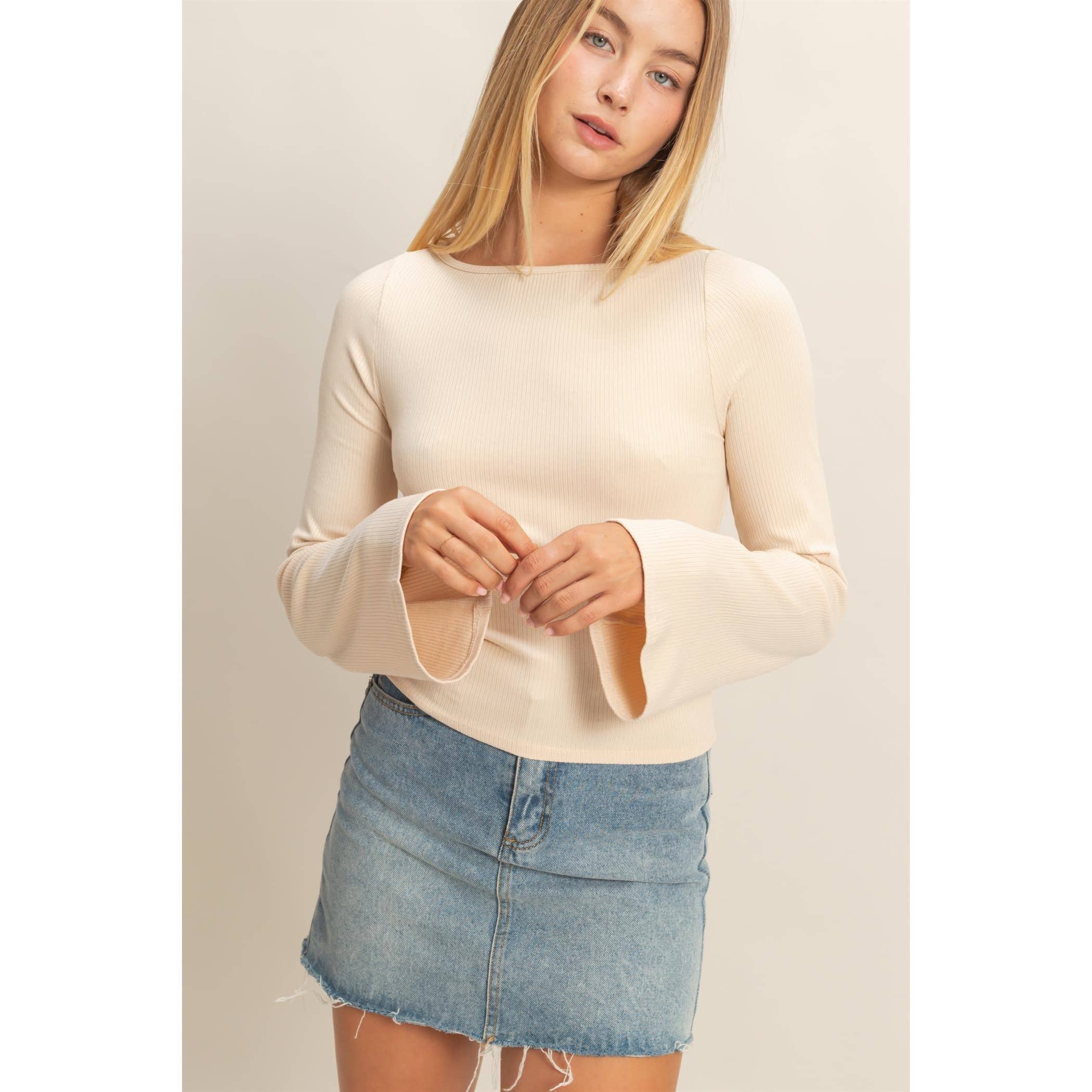Long Sleeve Ribbed Knit Top