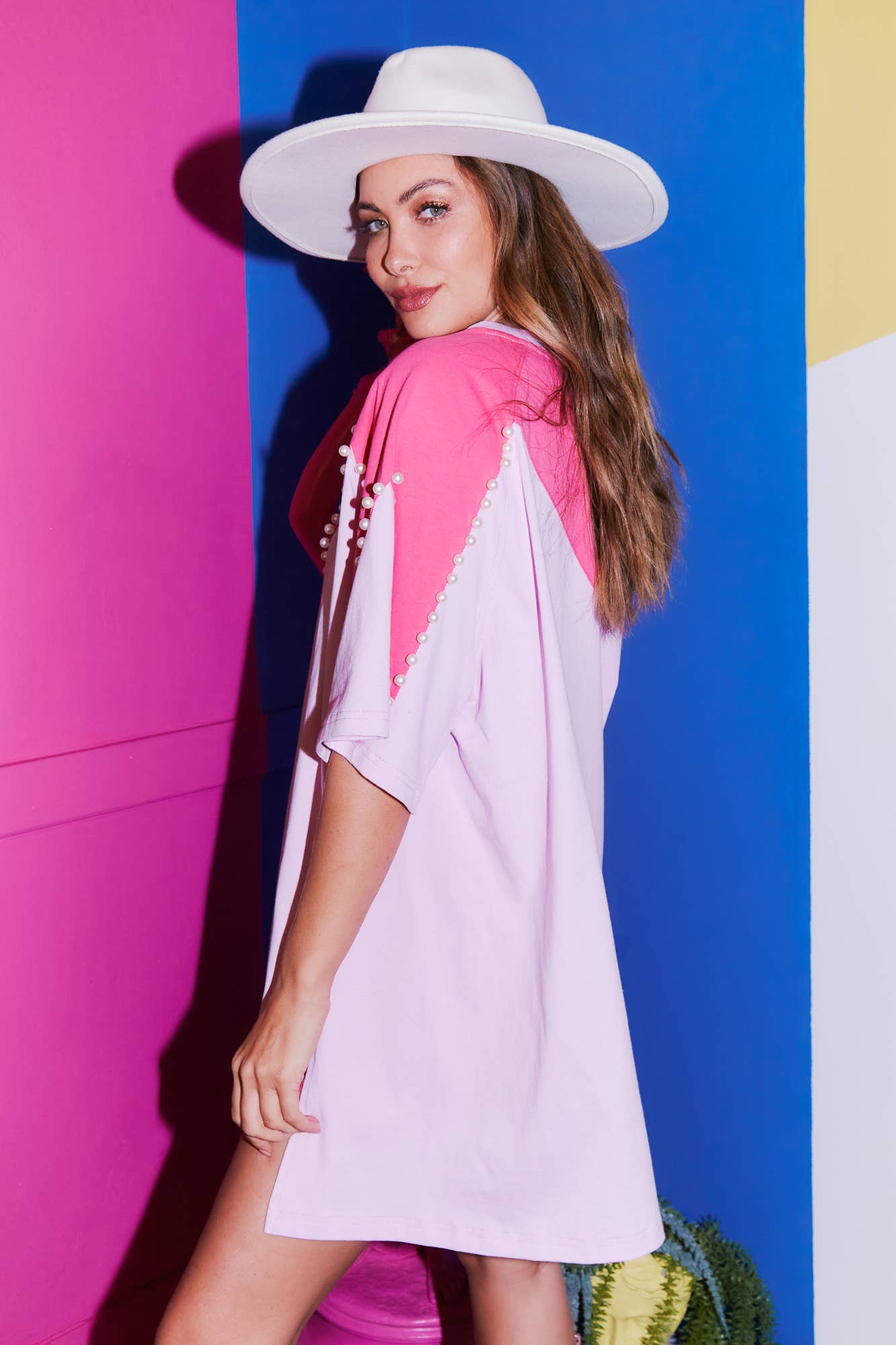 Color Block Pearl Top