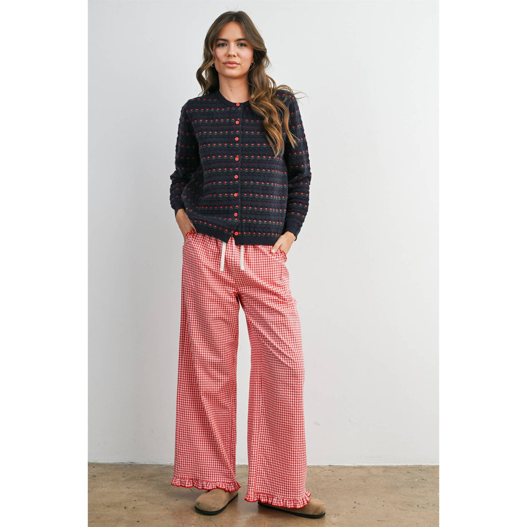 Ruffle Hem Cropped Pants