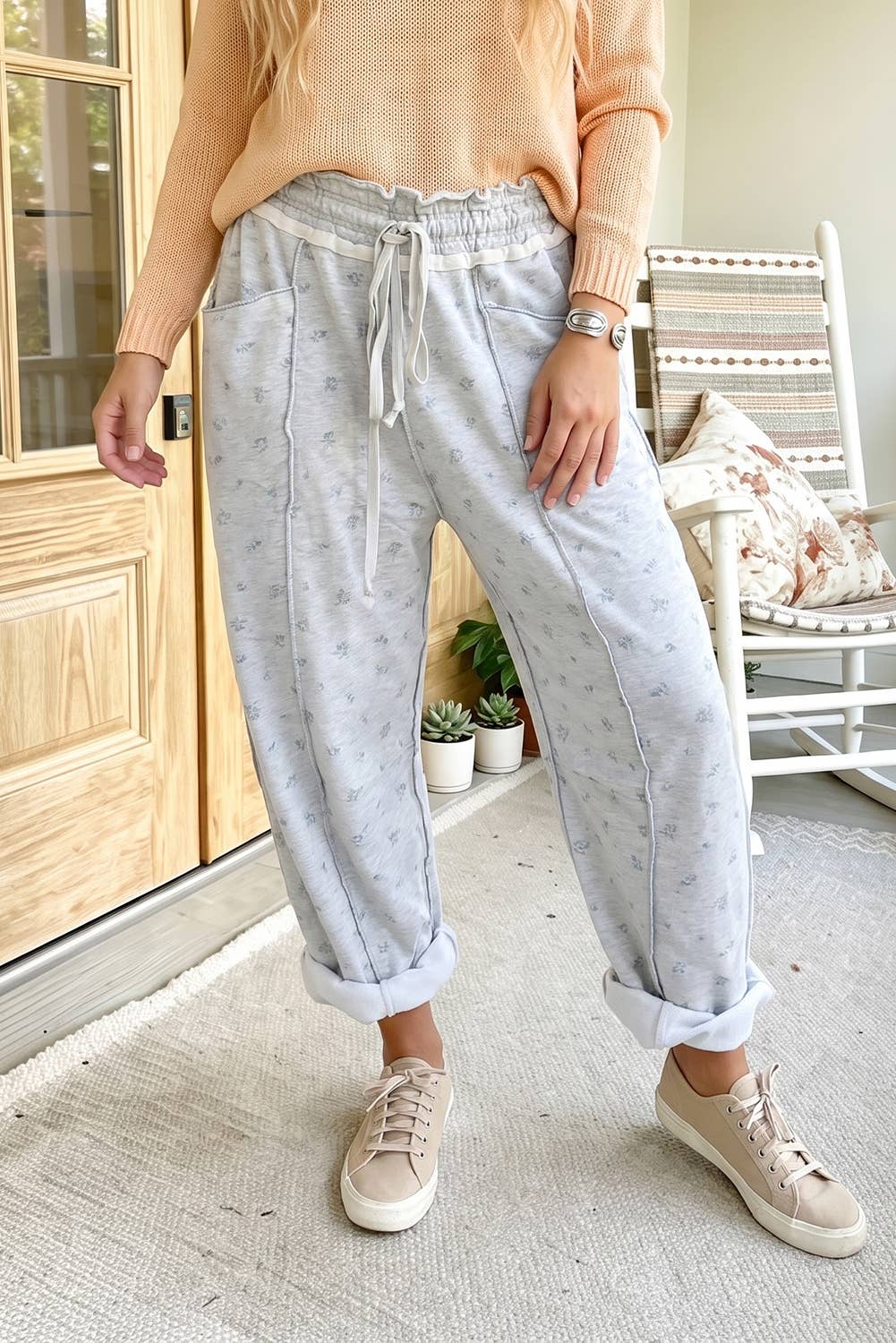 Fall Floral Barrel Pants