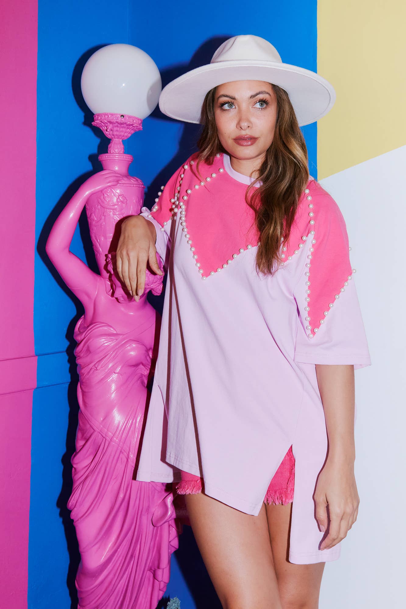 Color Block Pearl Top