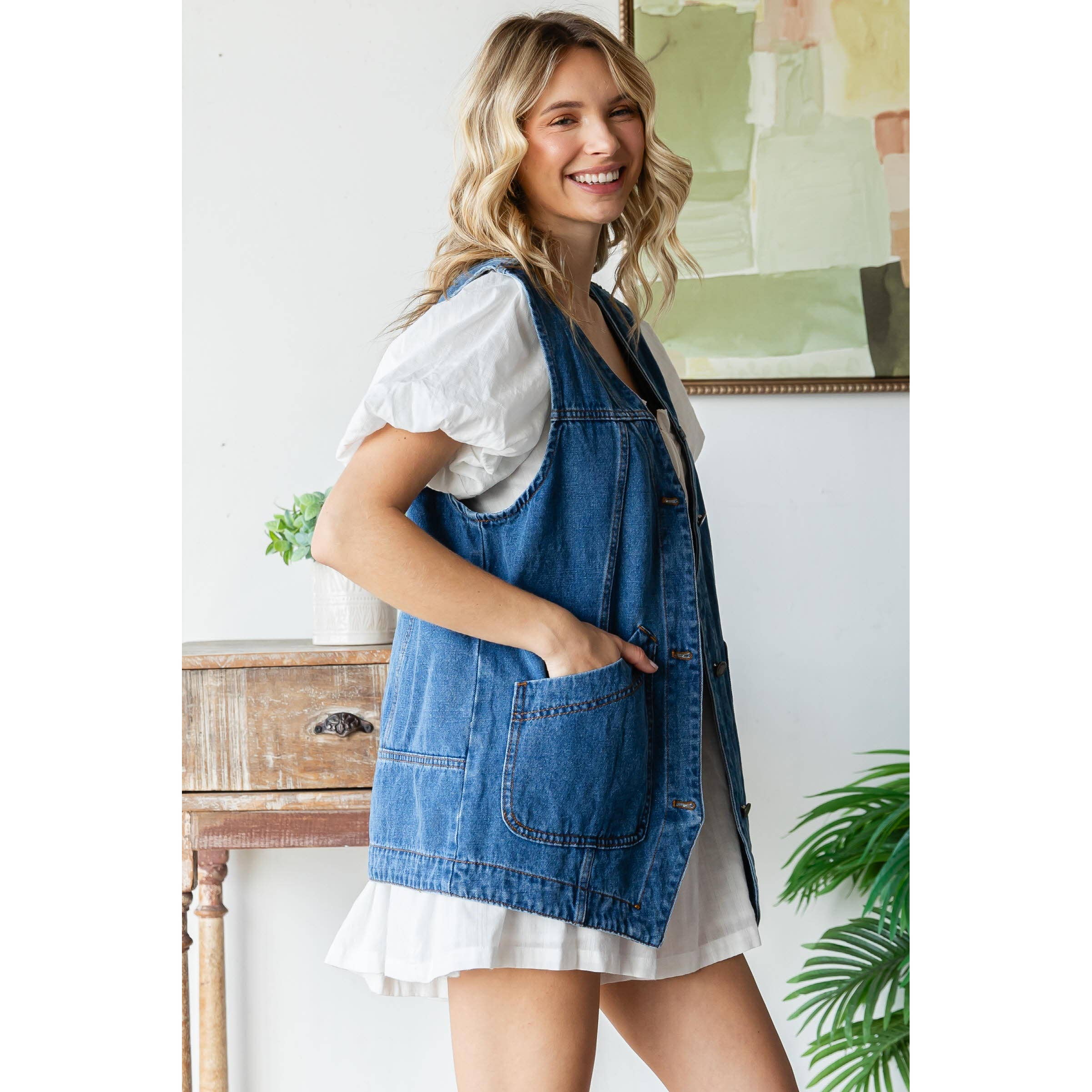 Oversized Denim Vest