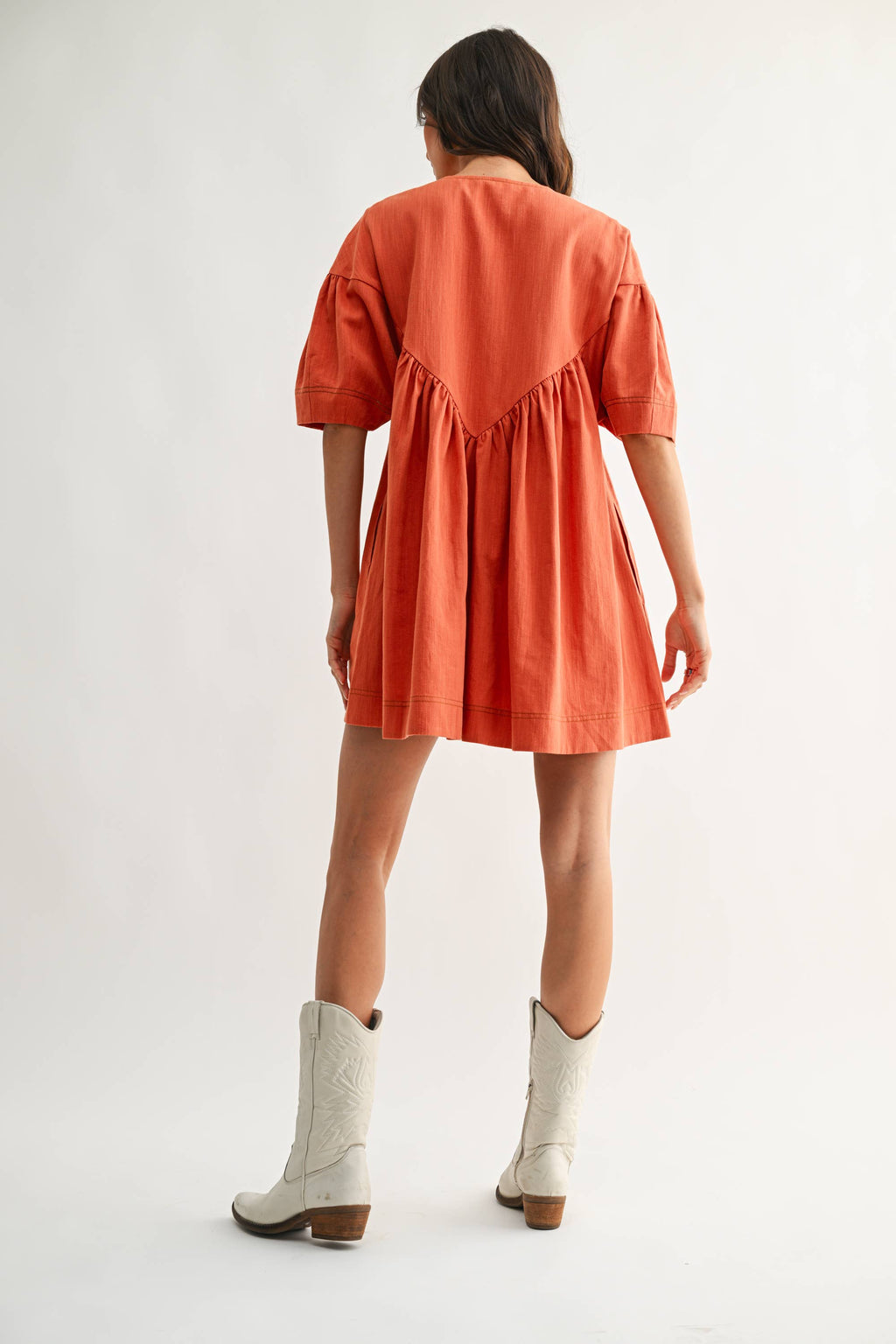 Embroidered Linen Tunic Dress