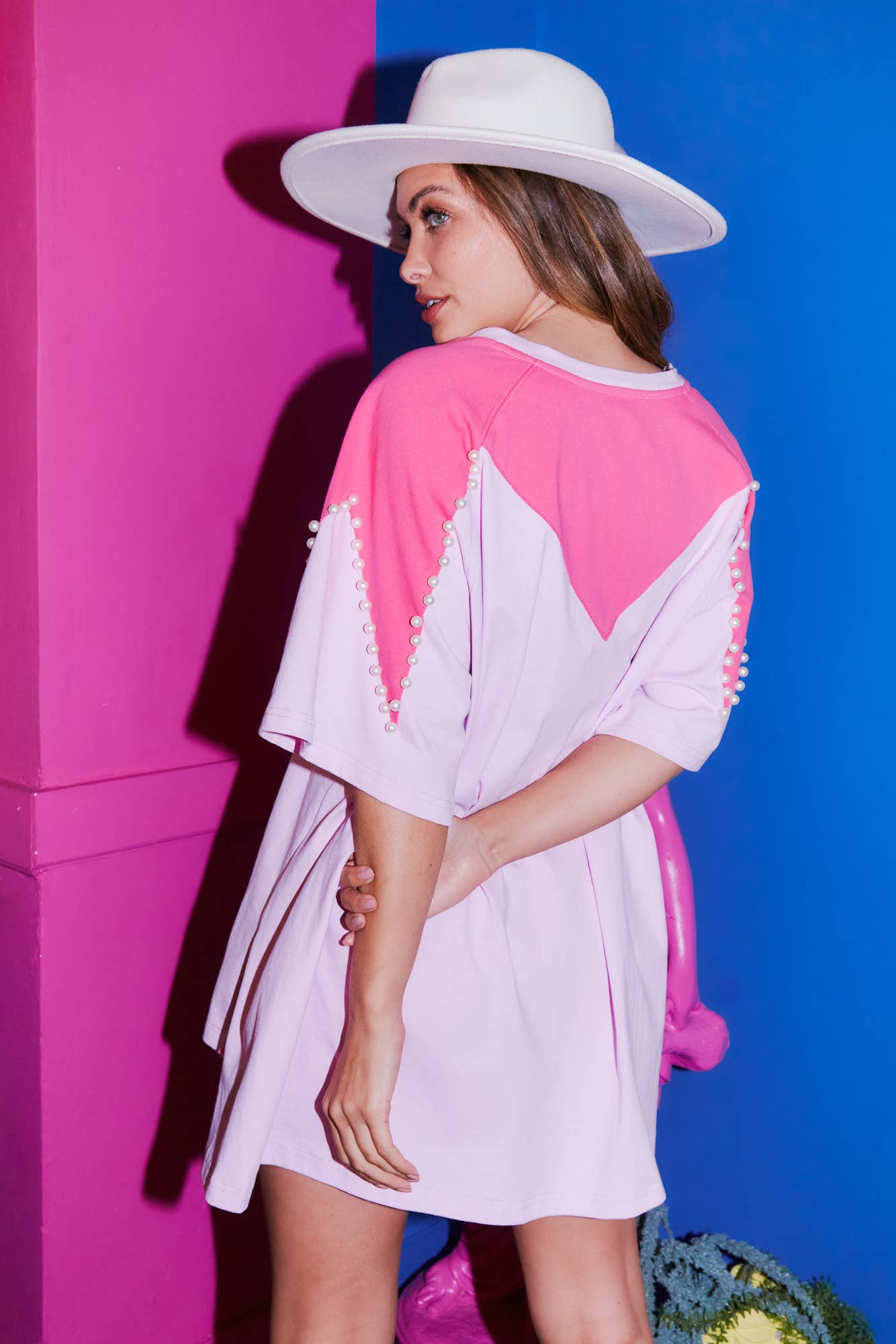 Color Block Pearl Top