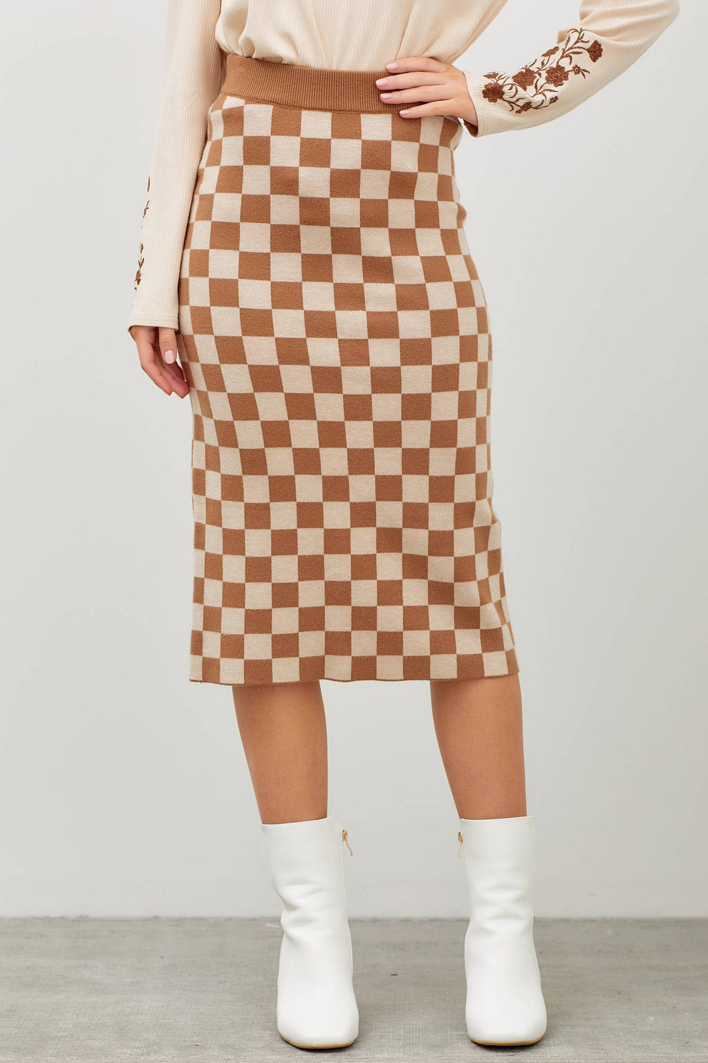 Checkered Midi Skirt