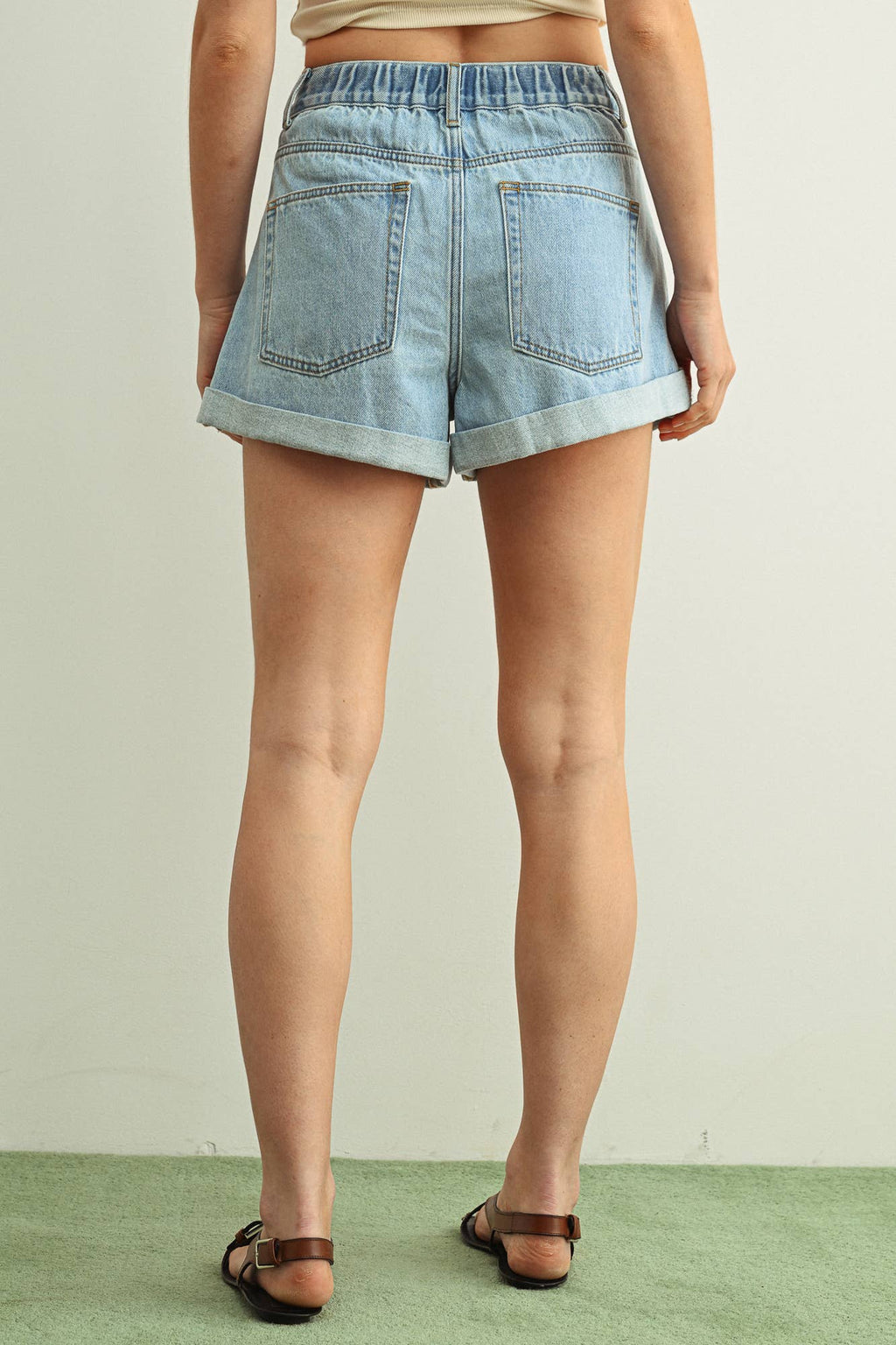 Cuffed Denim Shorts