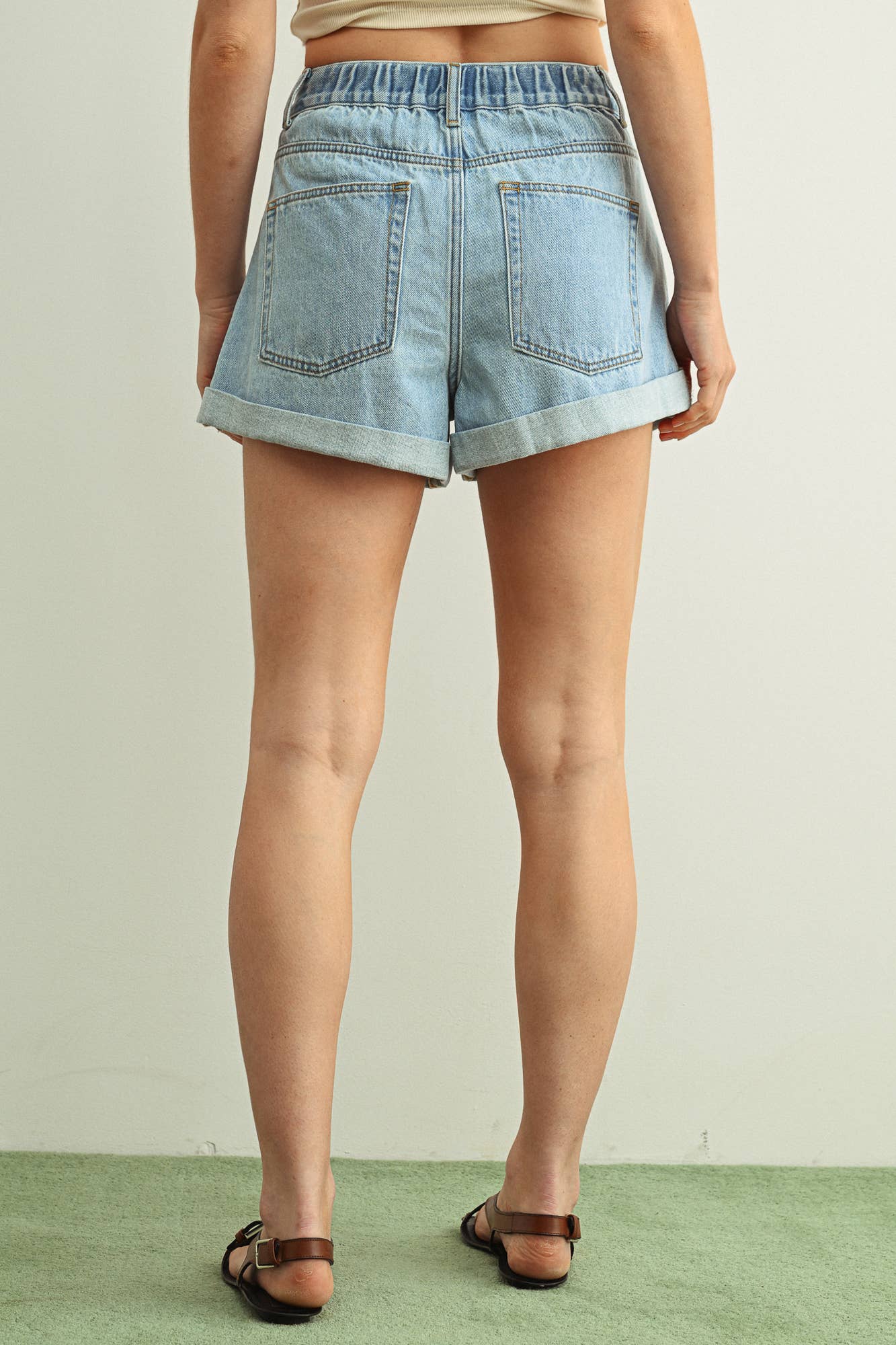 Cuffed Denim Shorts