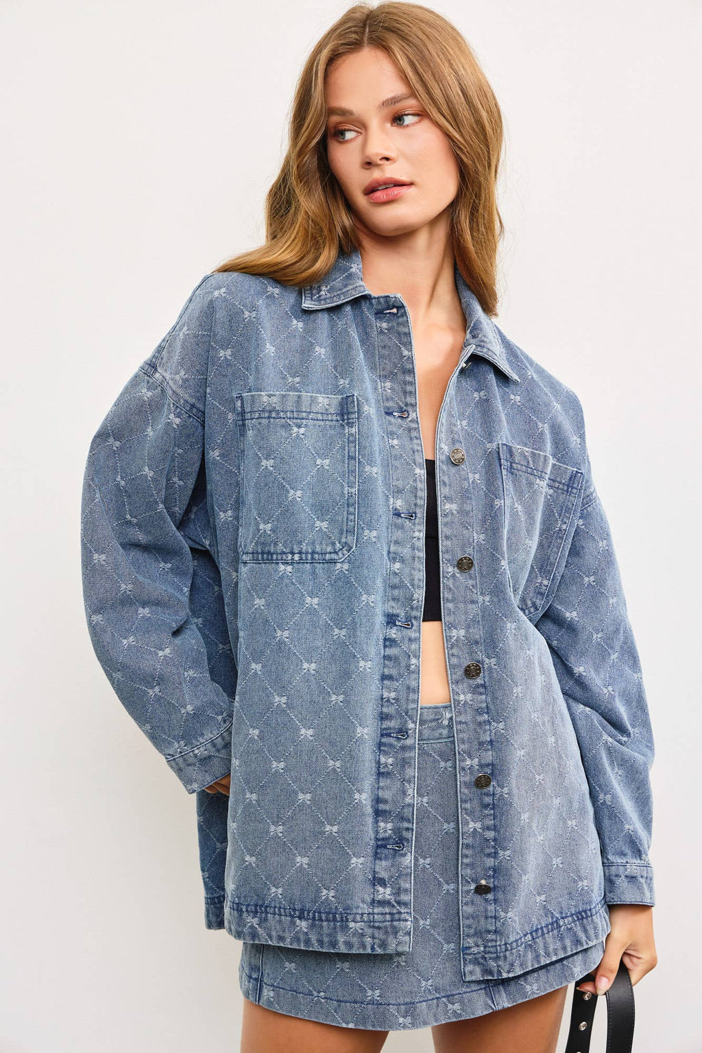 Bow Denim Shirt Jacket