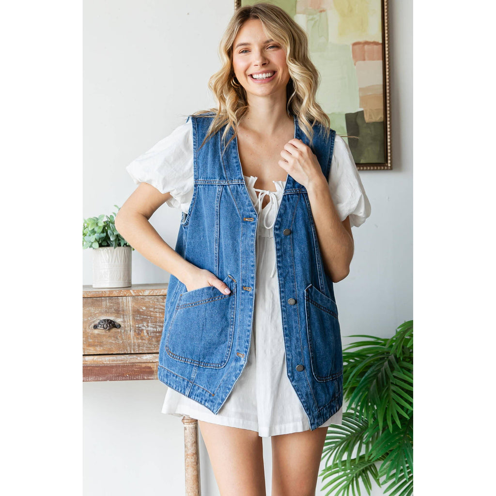 Oversized Denim Vest