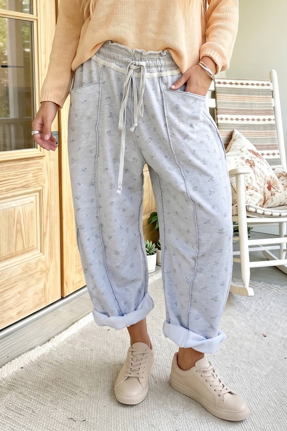 Fall Floral Barrel Pants