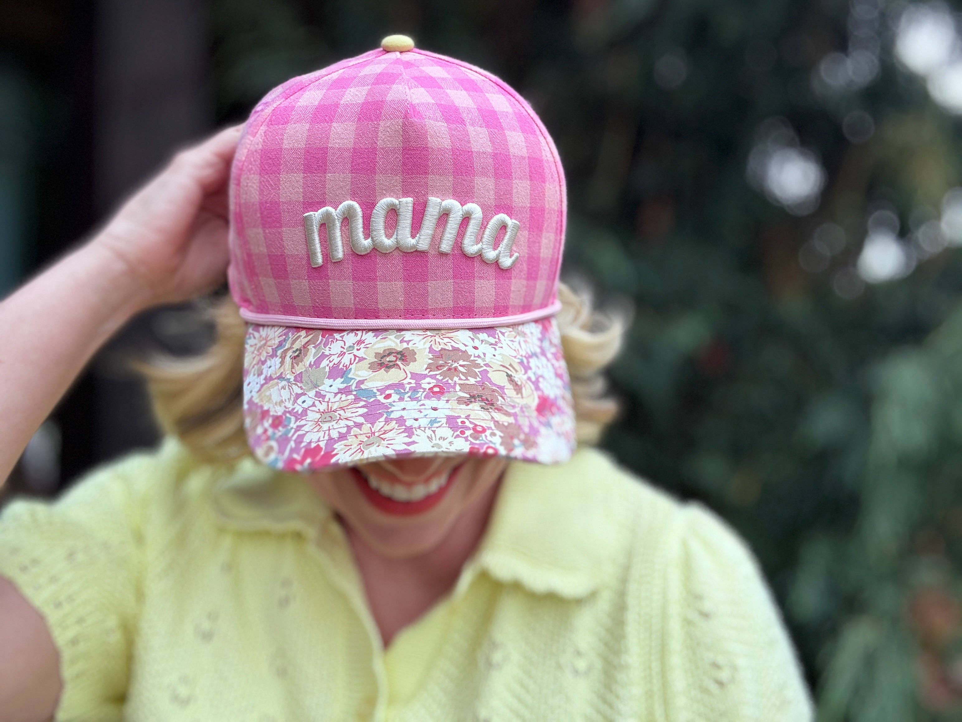 "Mama" - Pink Gingham + Floral