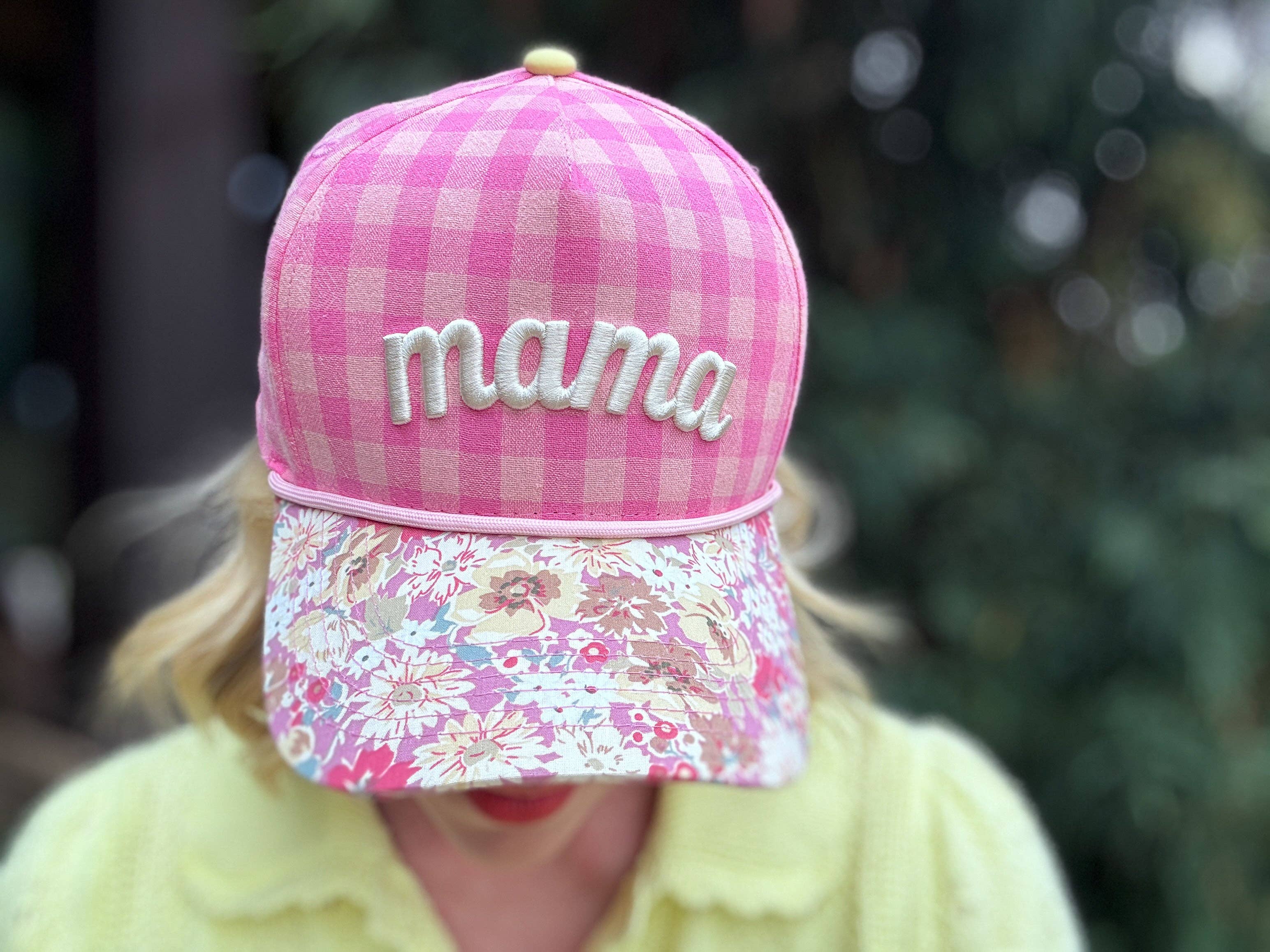 "Mama" - Pink Gingham + Floral