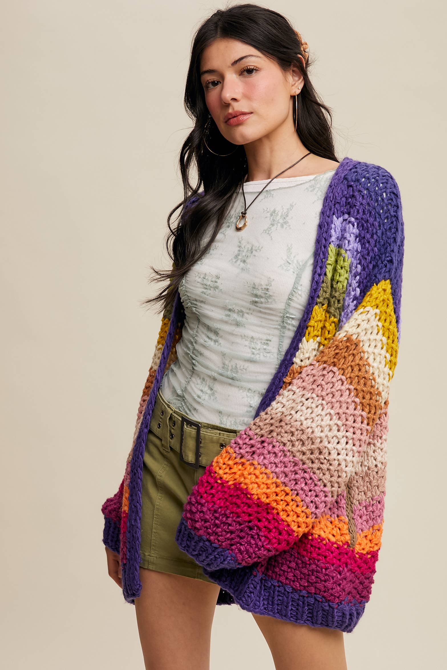 Rainbow Open Cardigan