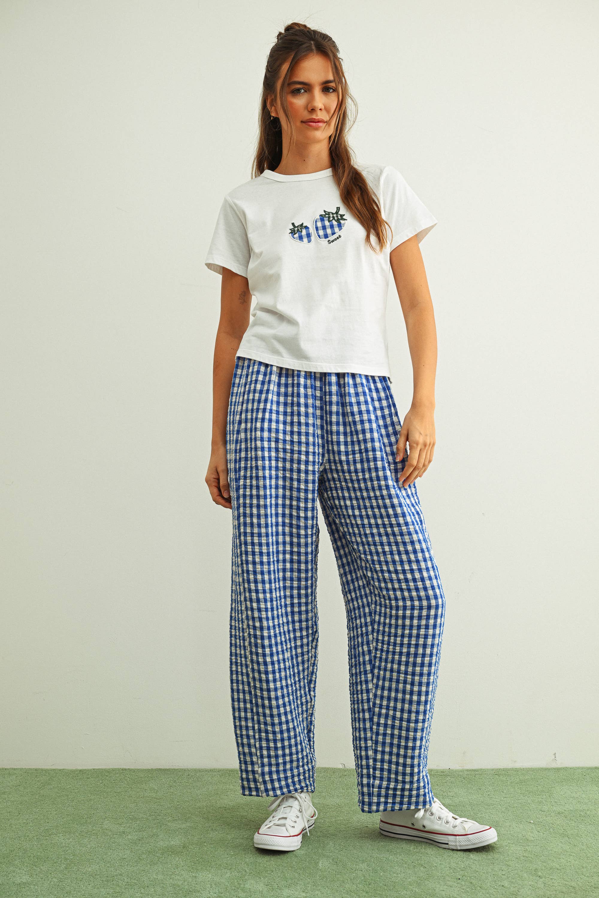 Gingham Pattern Pants