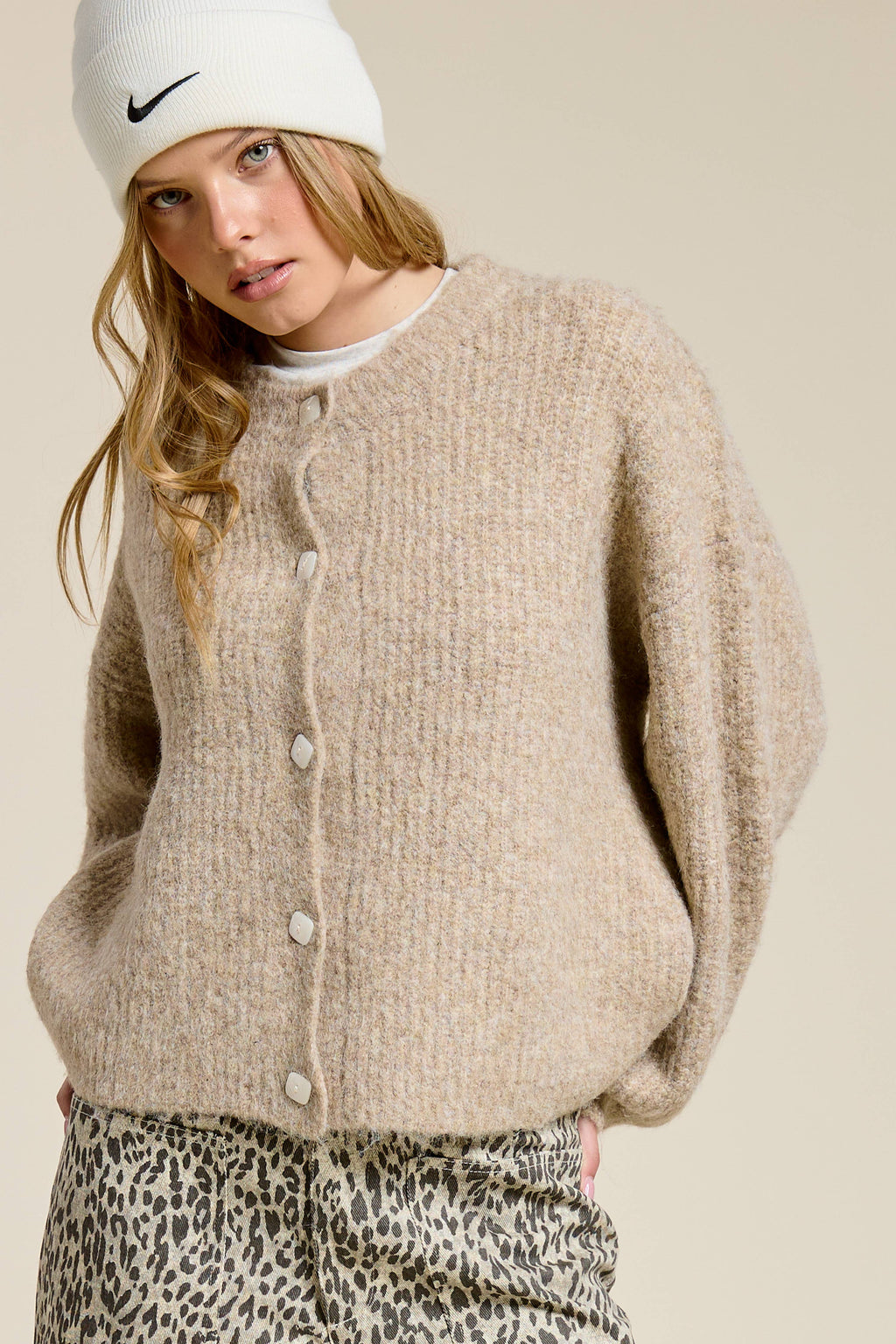 Balloon Sleeve Knit Cardigan