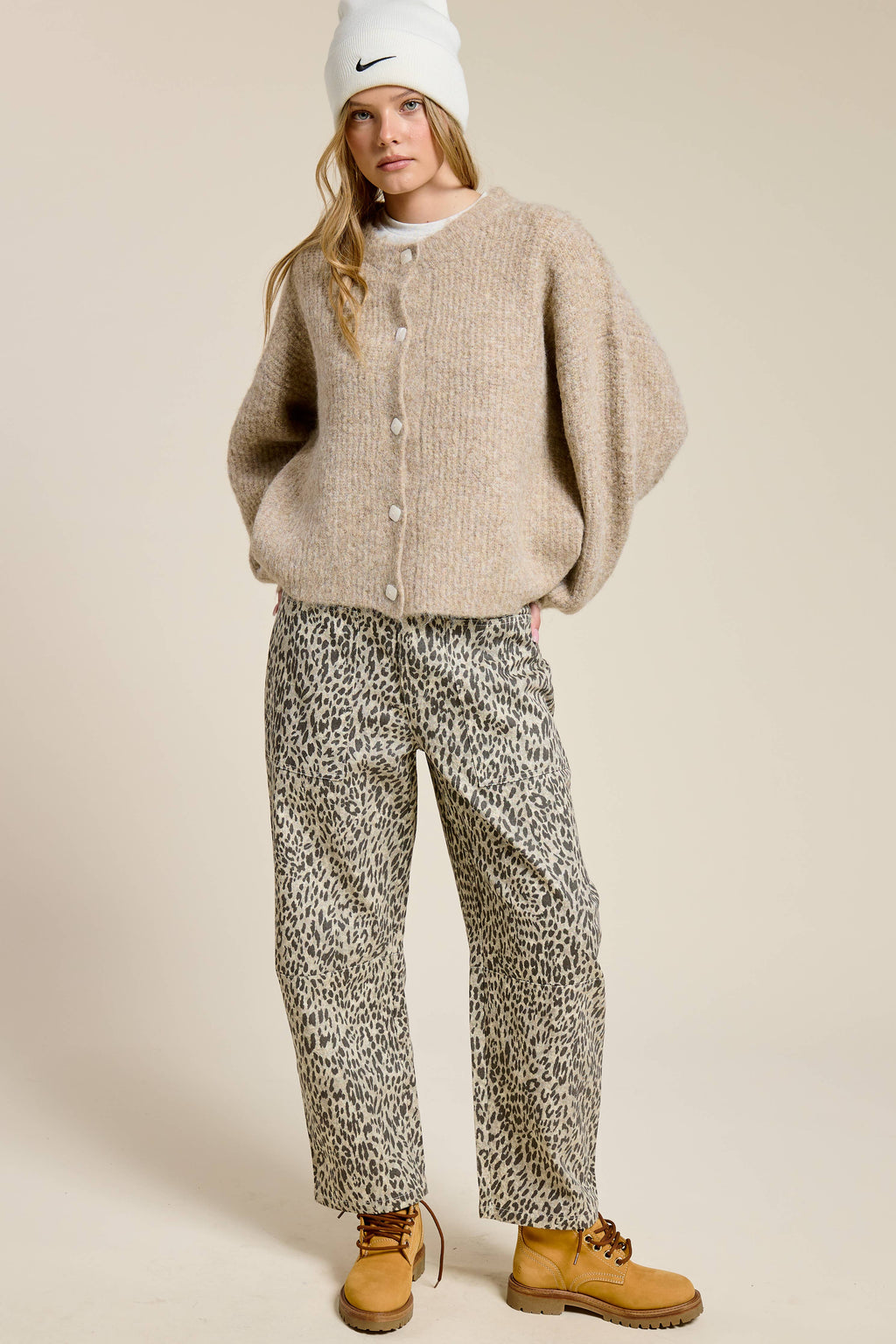 Balloon Sleeve Knit Cardigan