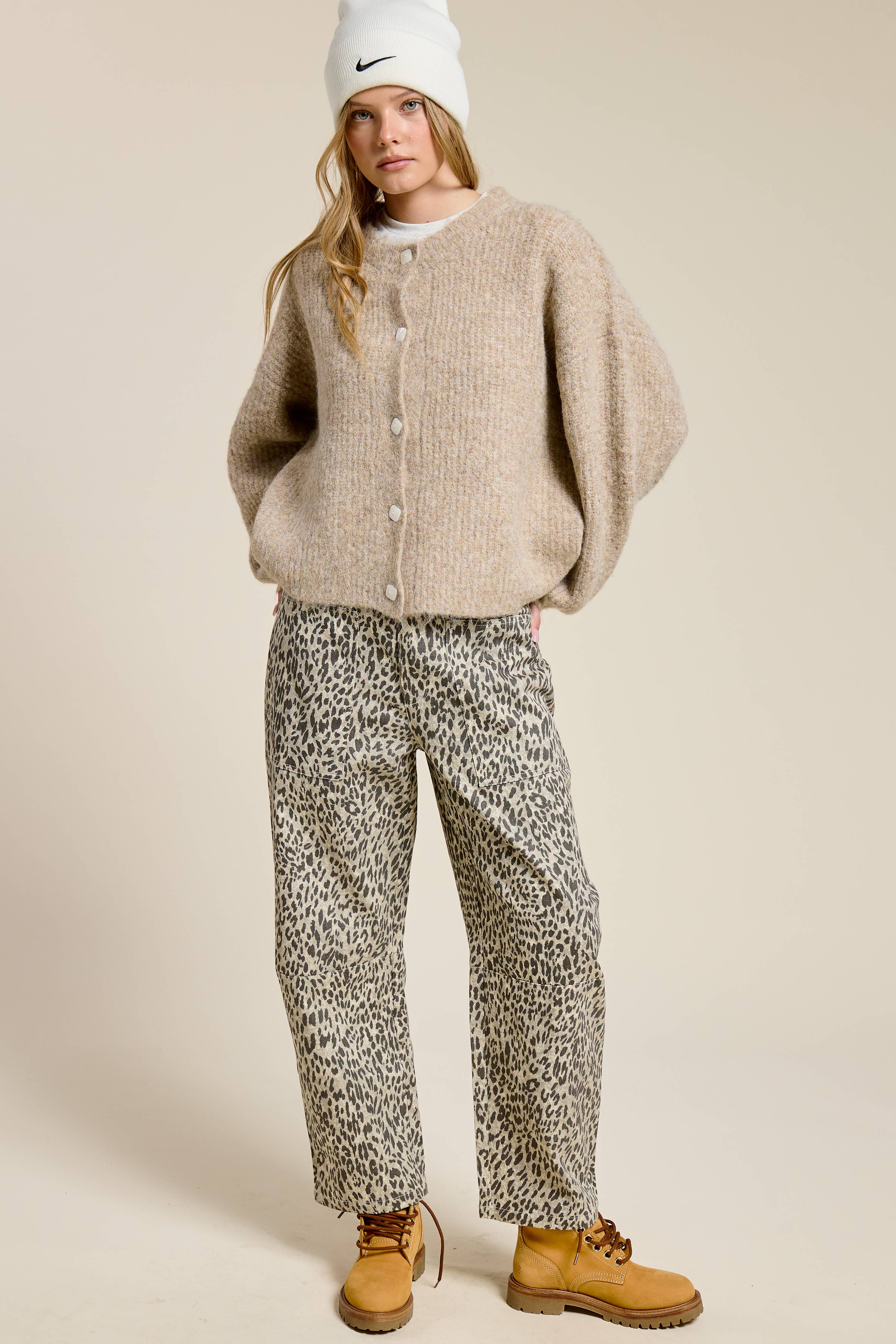 Balloon Sleeve Knit Cardigan