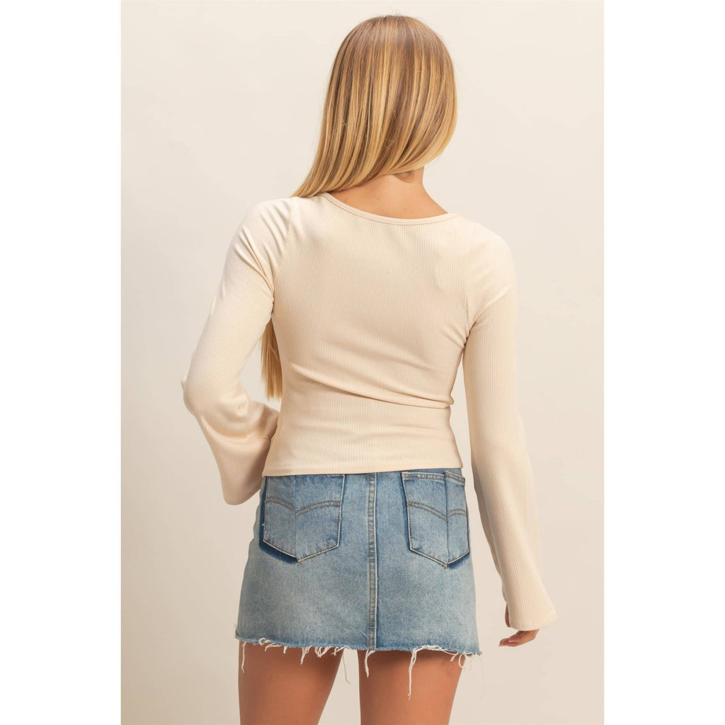 Long Sleeve Ribbed Knit Top
