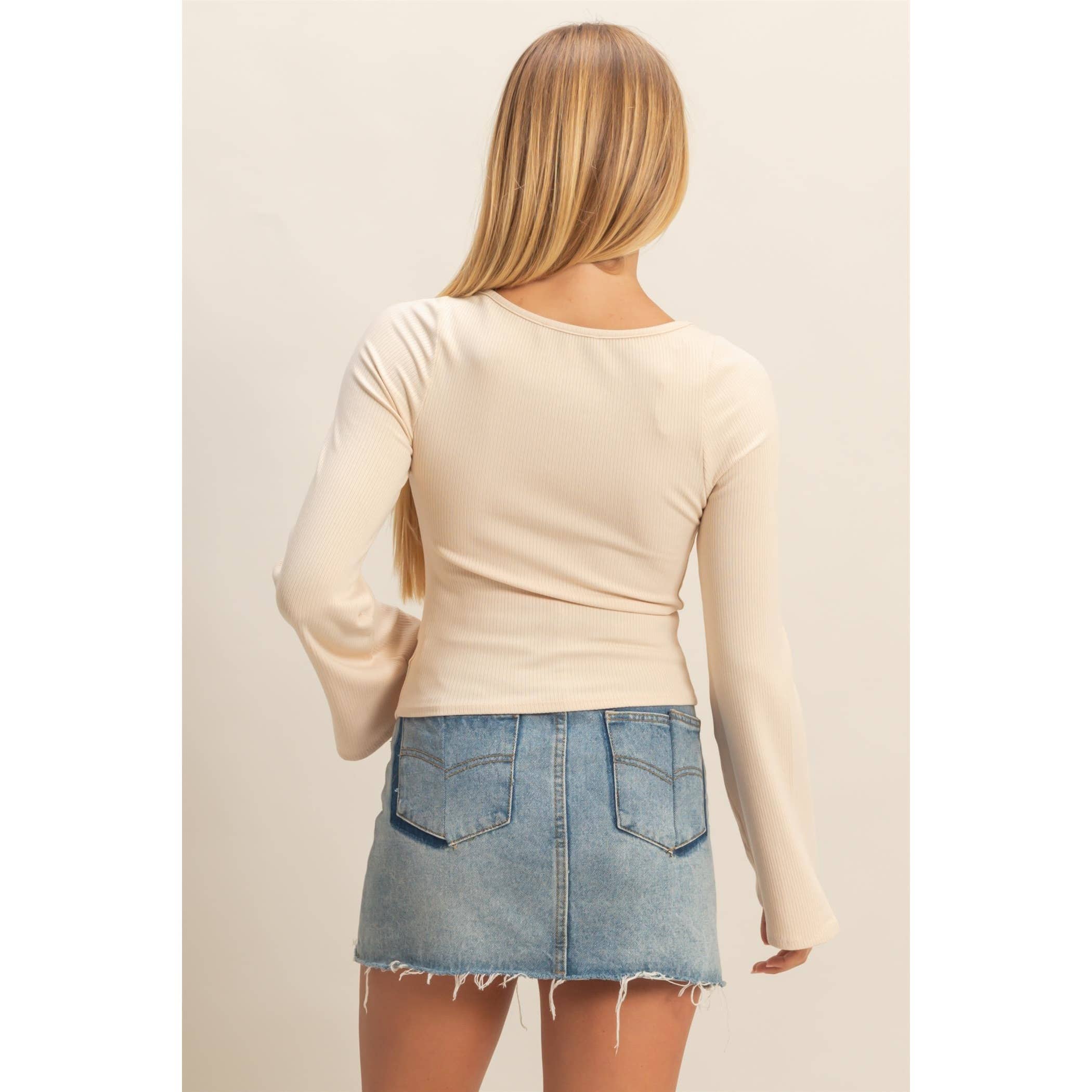 Long Sleeve Ribbed Knit Top