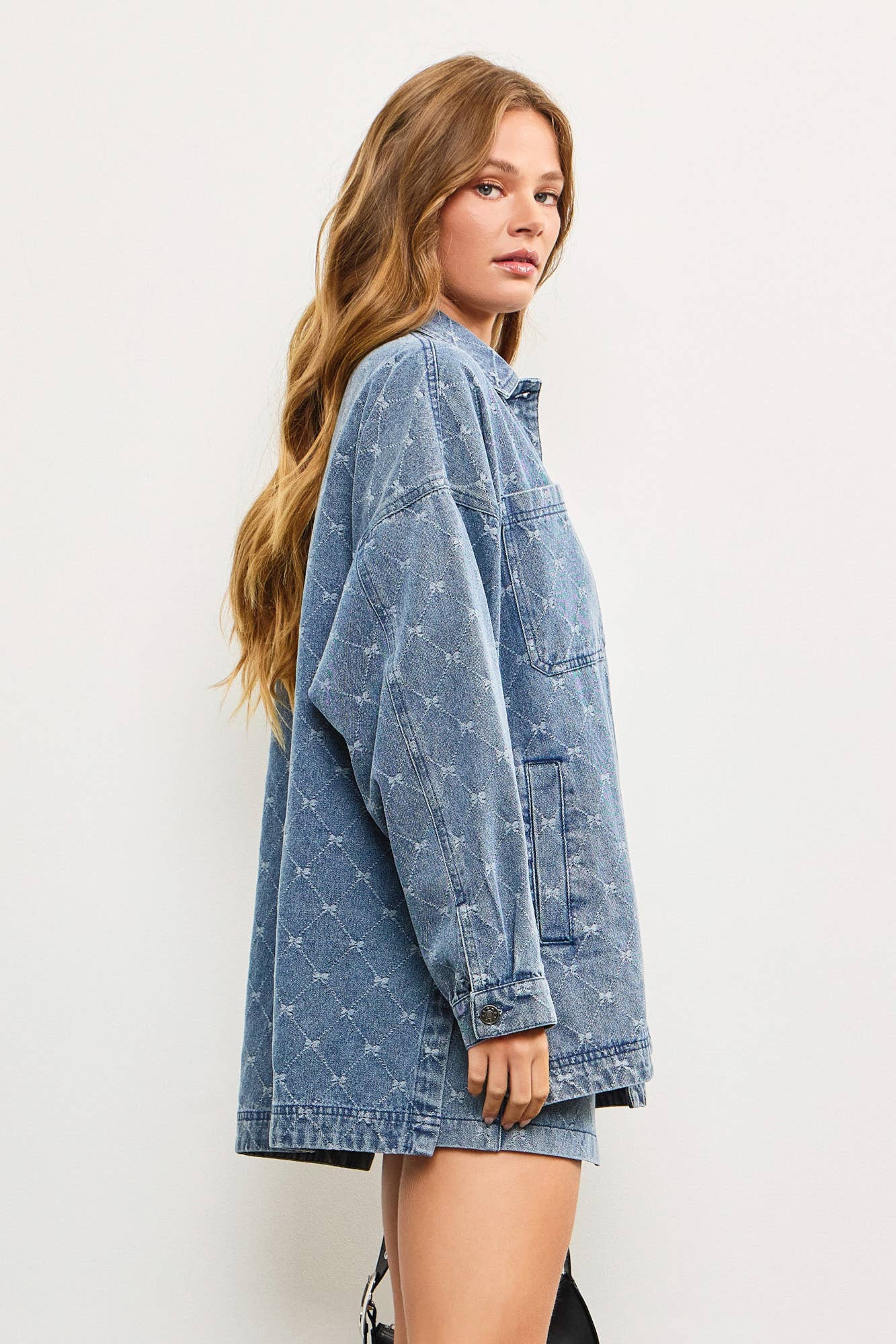 Bow Denim Shirt Jacket