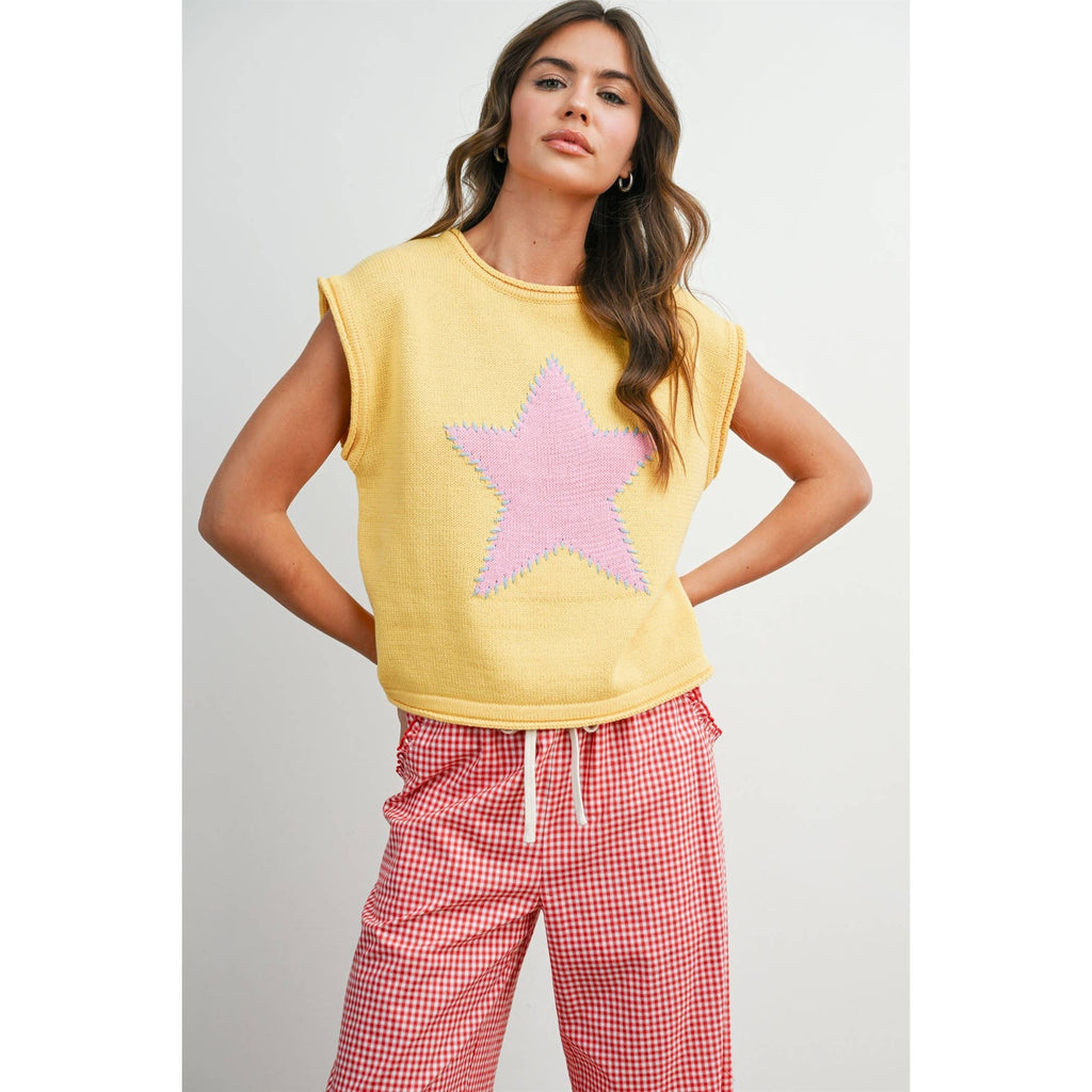 Star Graphic Sleeveless Sweater