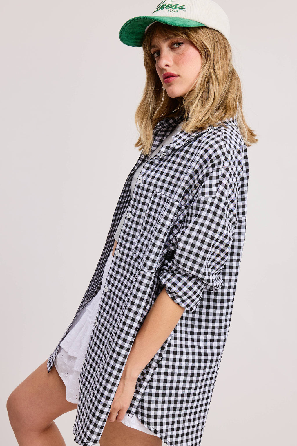 Oversized Gingham Button Down Shirt